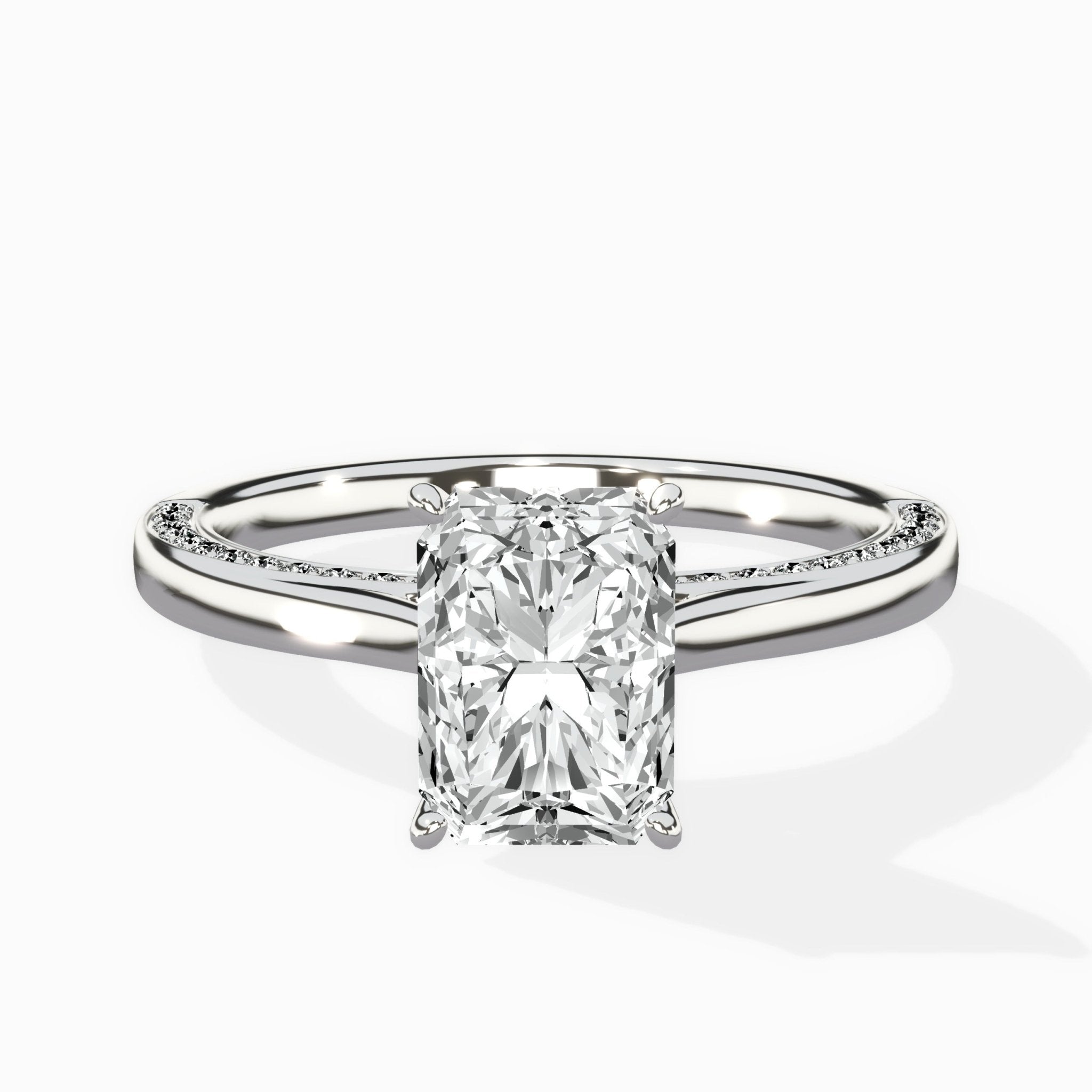 Modern Slim Hidden Halo Solitaire Ring Engagement Ring - The Better Diamonds