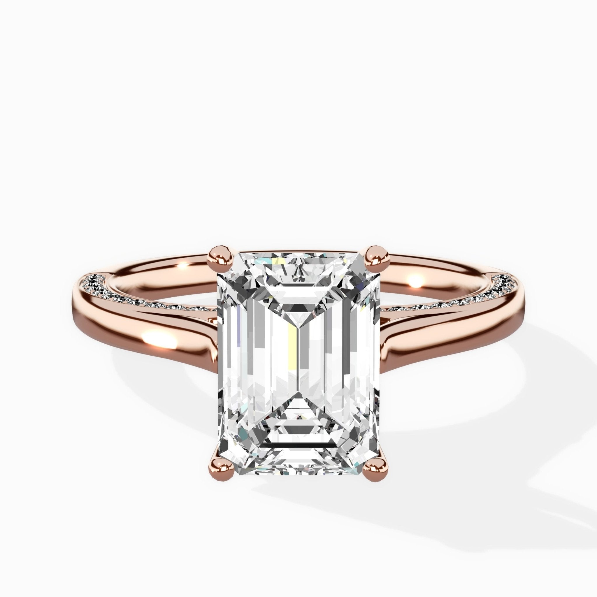 Modern Slim Hidden Halo Solitaire Ring Engagement Ring - The Better Diamonds
