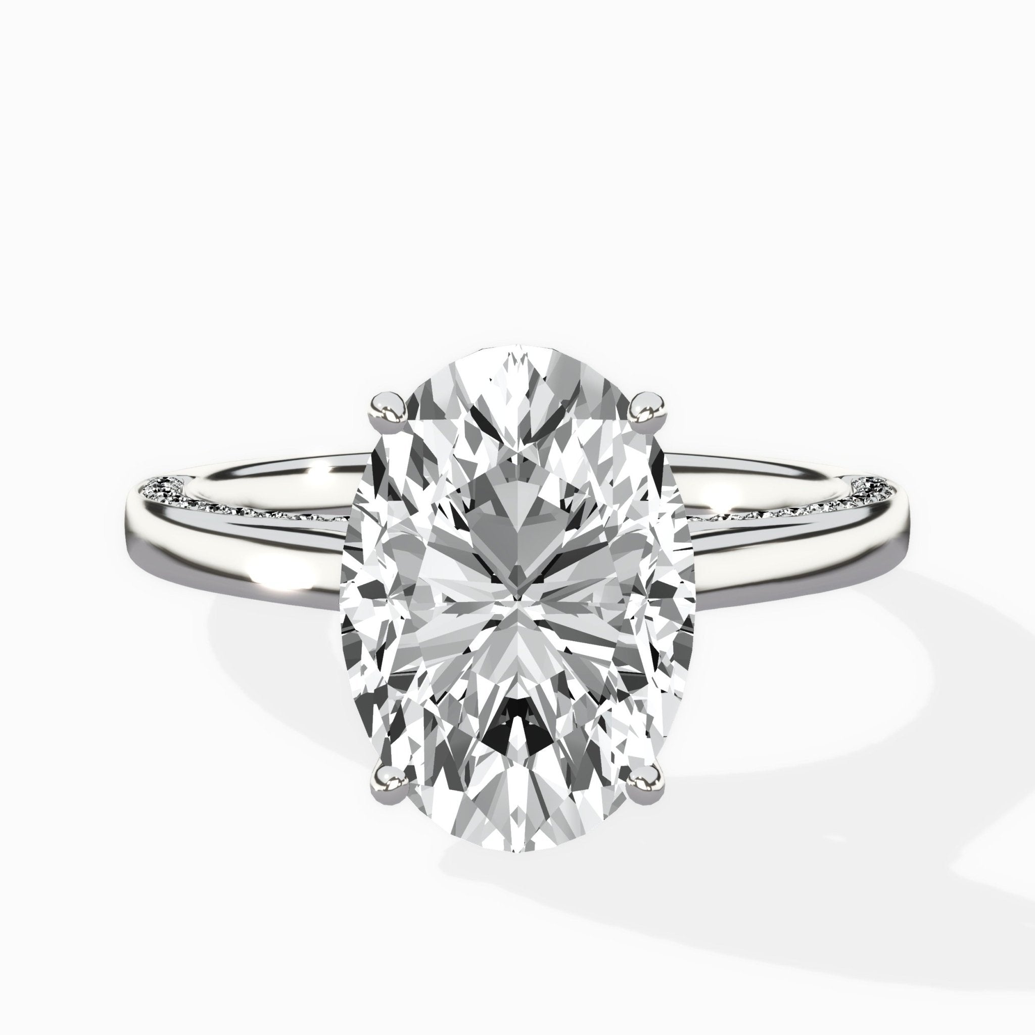 Modern Slim Hidden Halo Solitaire Ring Engagement Ring - The Better Diamonds