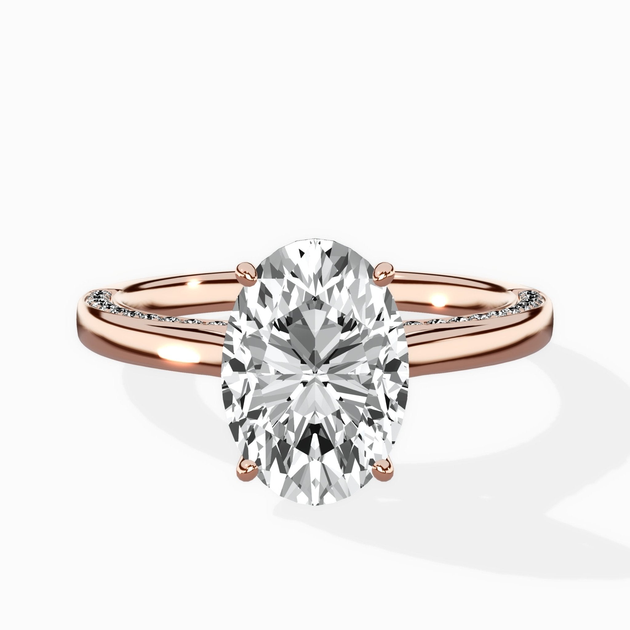 Modern Slim Hidden Halo Solitaire Ring Engagement Ring - The Better Diamonds