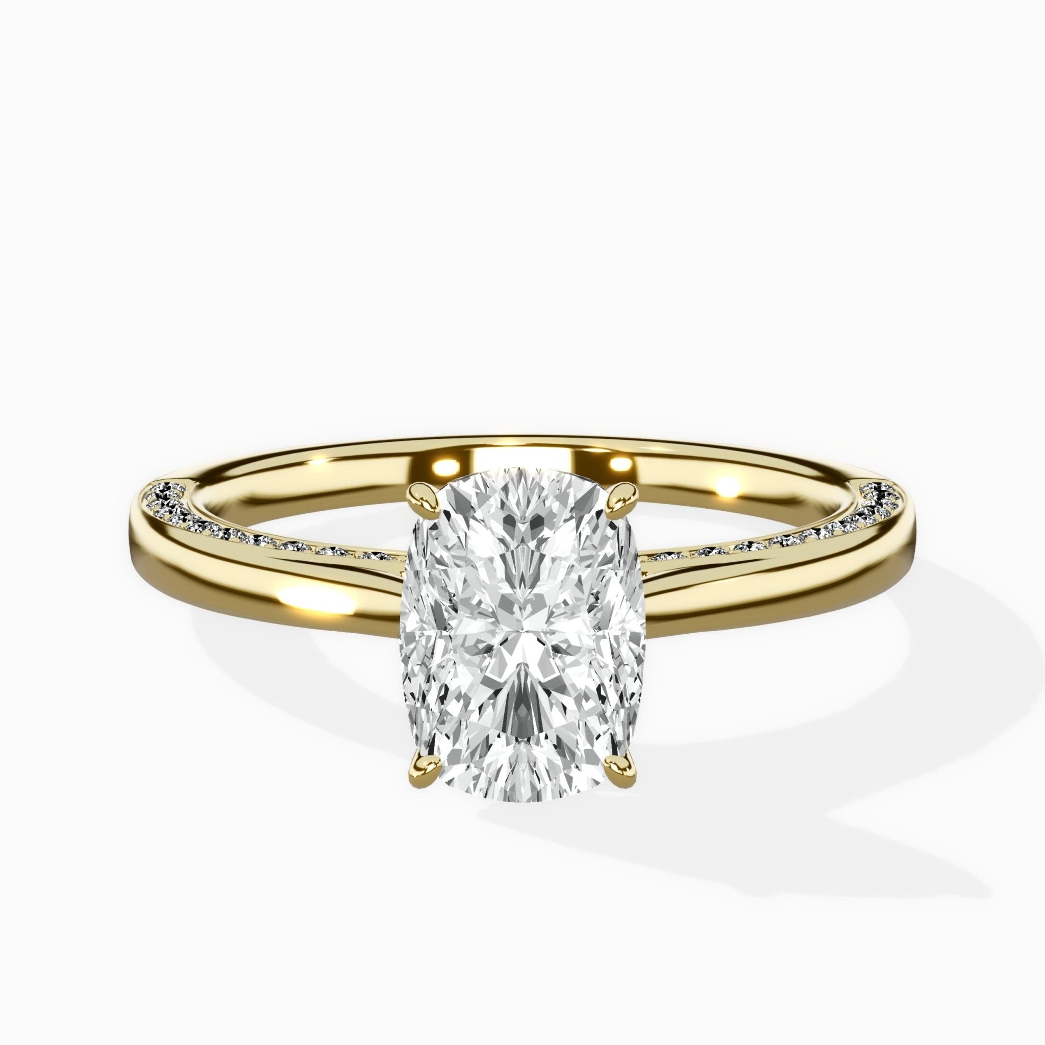Modern Slim Hidden Halo Solitaire Ring Engagement Ring - The Better Diamonds