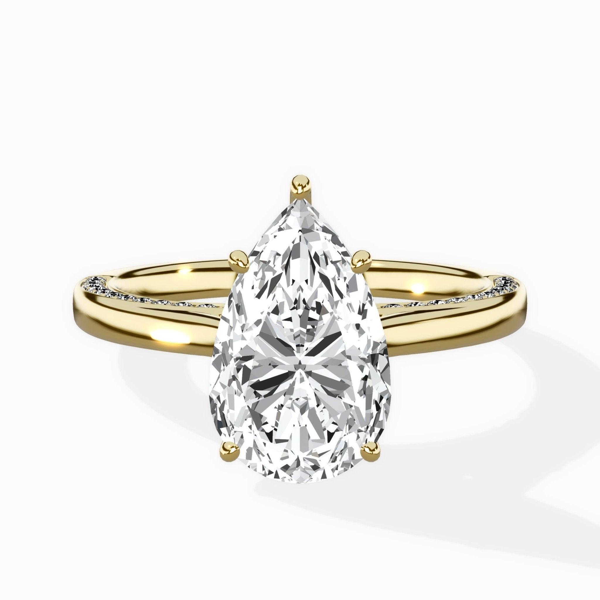 Modern Slim Hidden Halo Solitaire Ring Engagement Ring - The Better Diamonds
