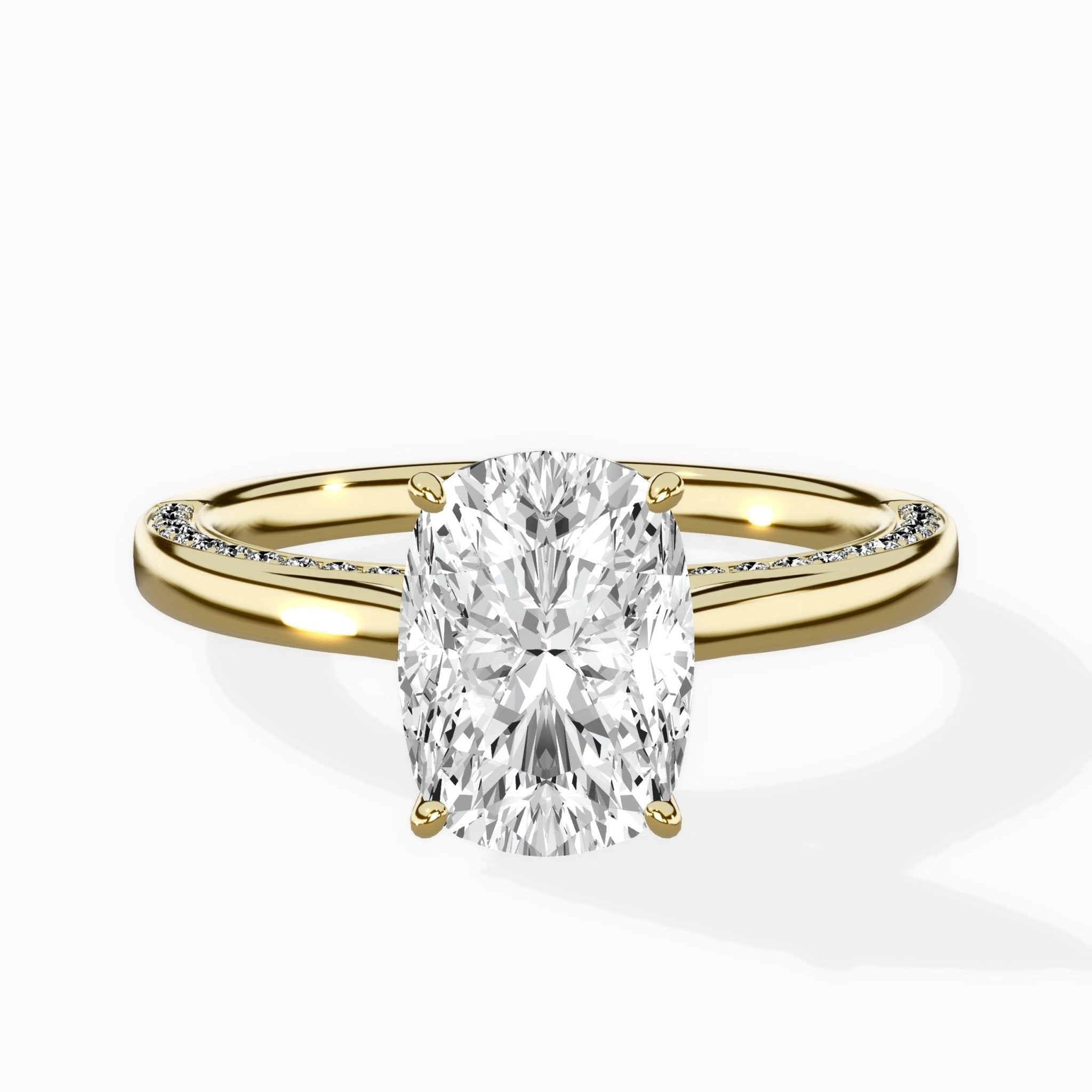 Modern Slim Hidden Halo Solitaire Ring Engagement Ring - The Better Diamonds