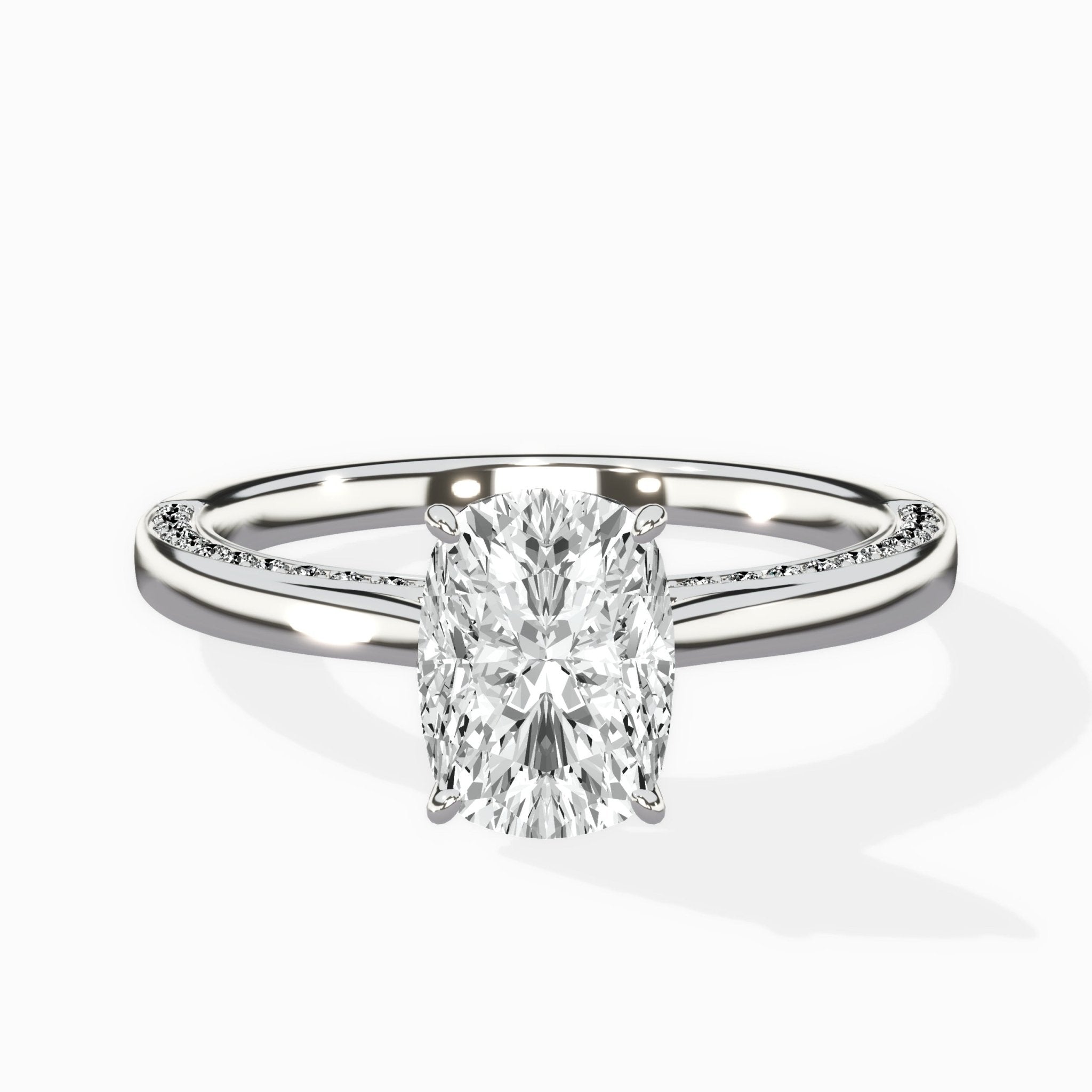 Modern Slim Hidden Halo Solitaire Ring Engagement Ring - The Better Diamonds