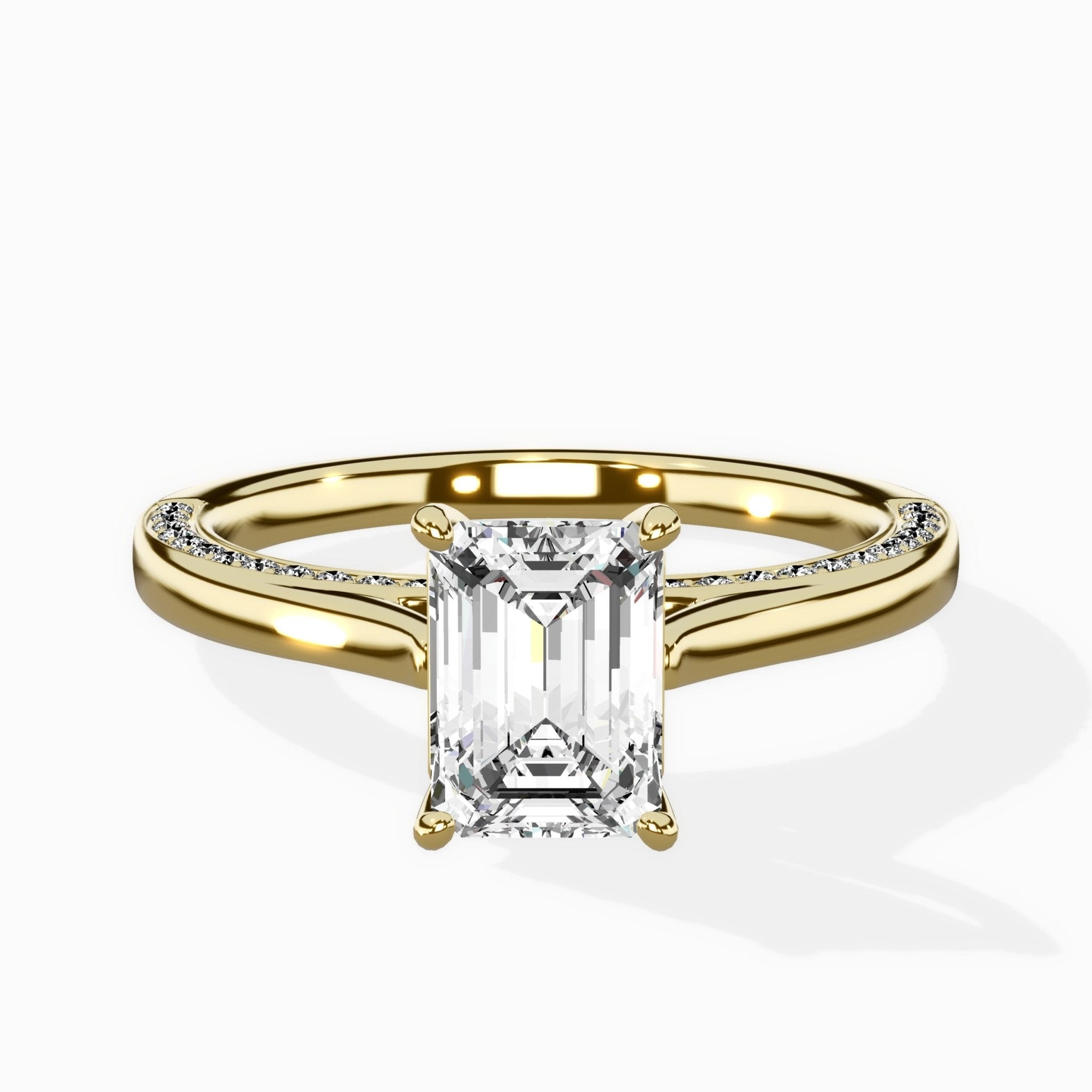 Modern Slim Hidden Halo Solitaire Ring Engagement Ring - The Better Diamonds