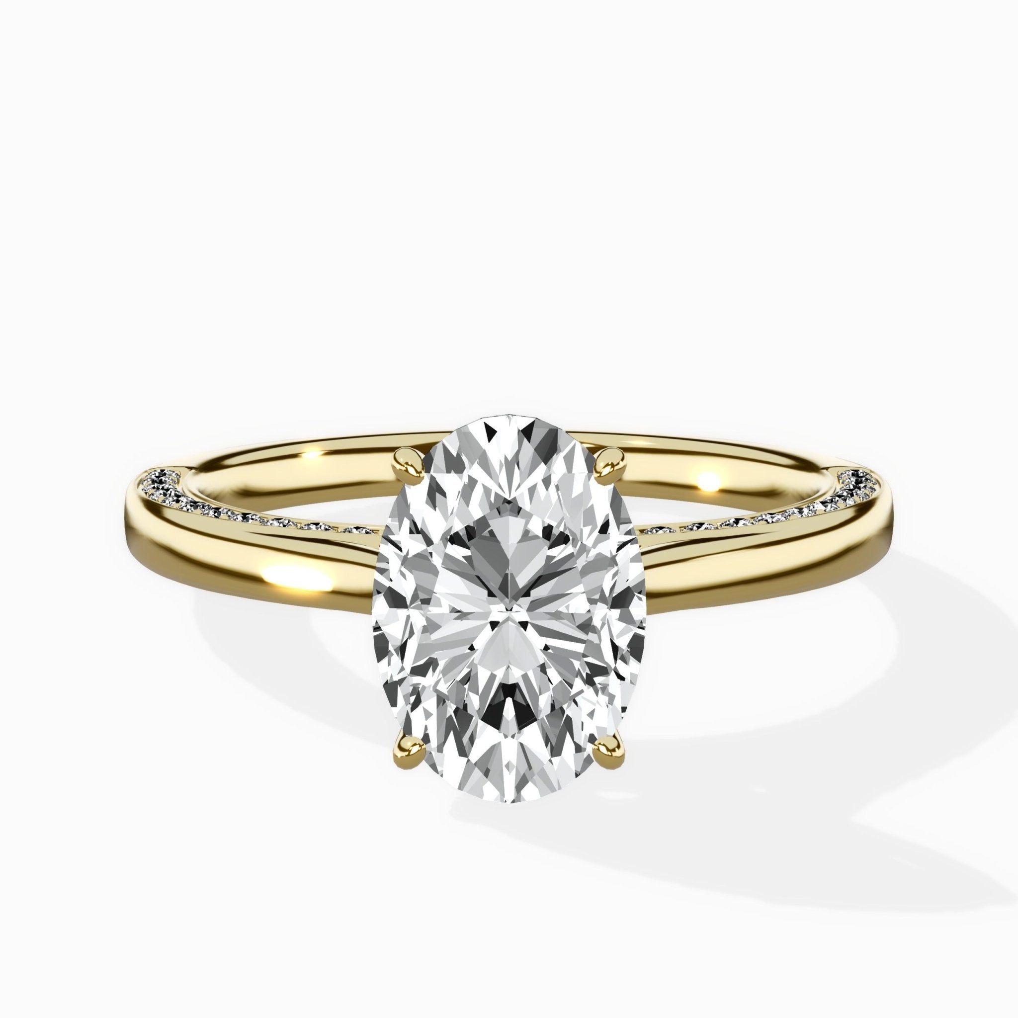 Modern Slim Hidden Halo Solitaire Ring Engagement Ring - The Better Diamonds