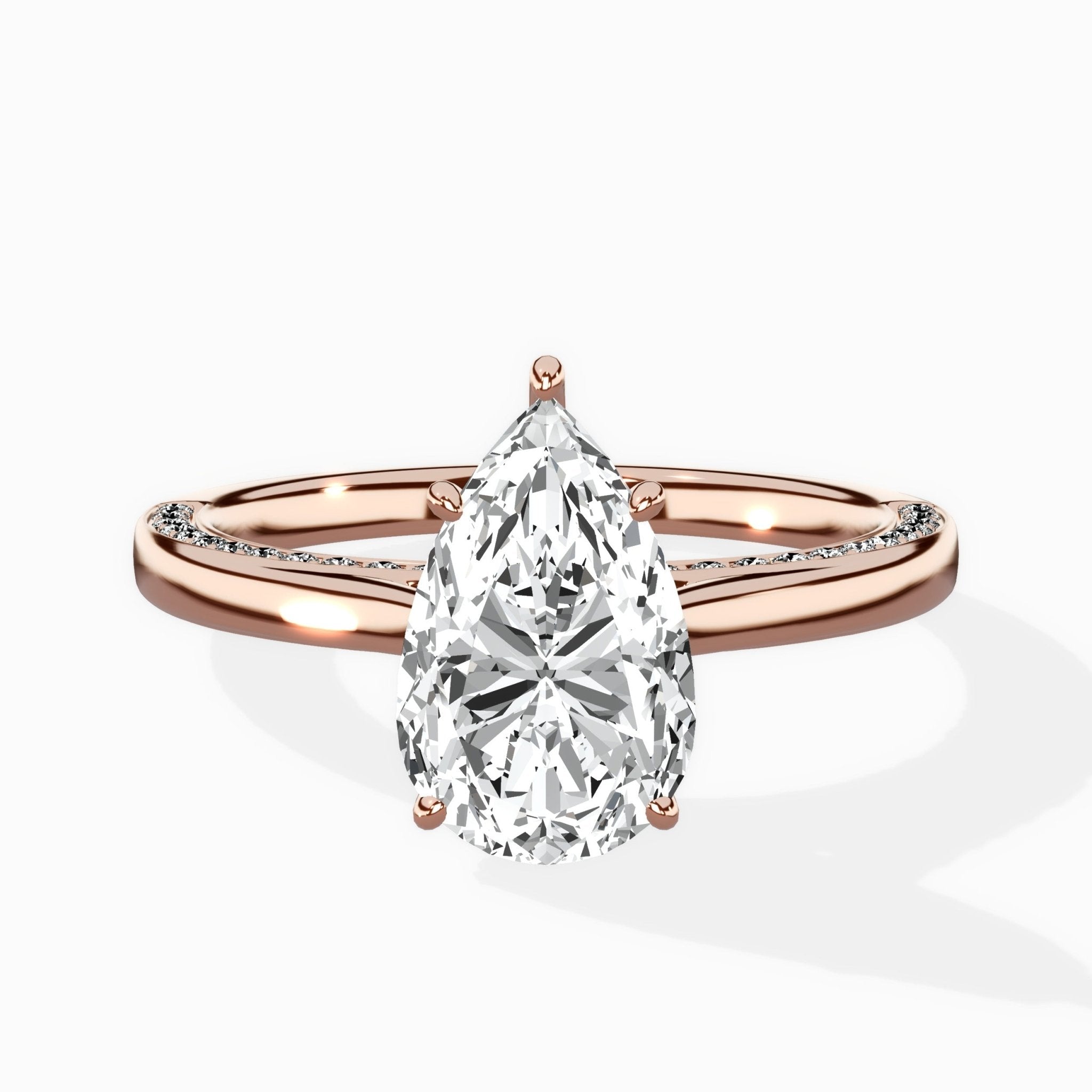Modern Slim Hidden Halo Solitaire Ring Engagement Ring - The Better Diamonds