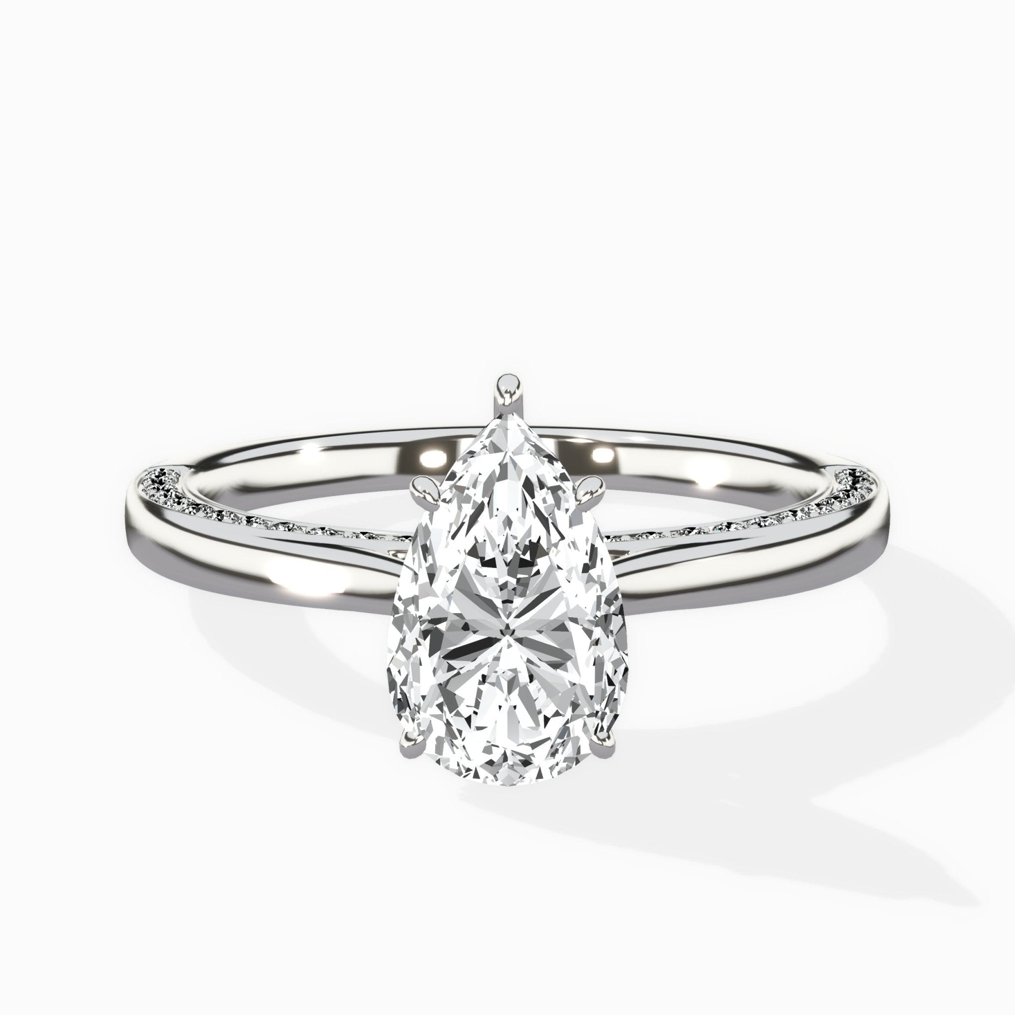 Modern Slim Hidden Halo Solitaire Ring Engagement Ring - The Better Diamonds