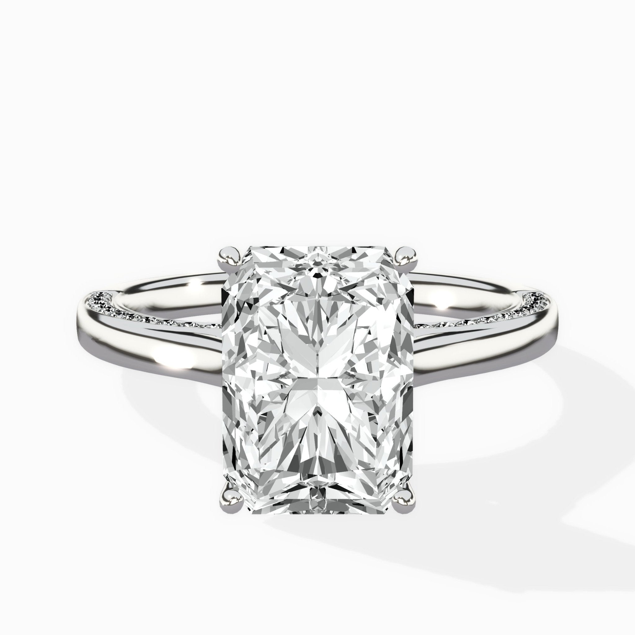 Modern Slim Hidden Halo Solitaire Ring Engagement Ring - The Better Diamonds