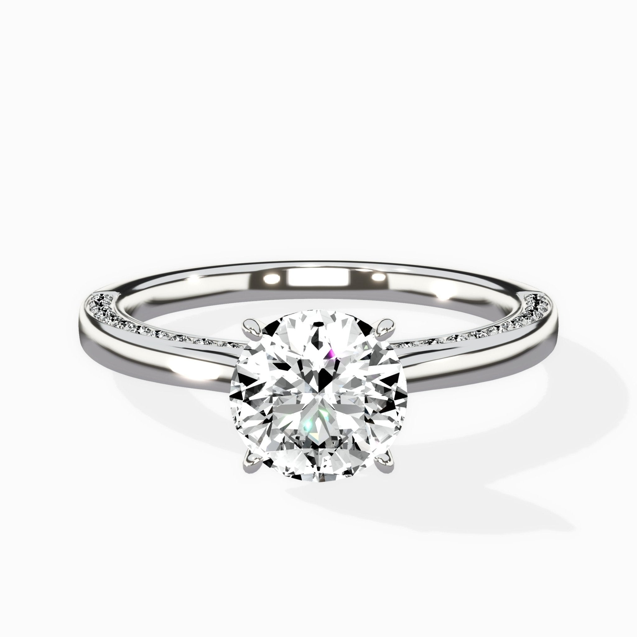 Modern Slim Hidden Halo Solitaire Ring Engagement Ring - The Better Diamonds