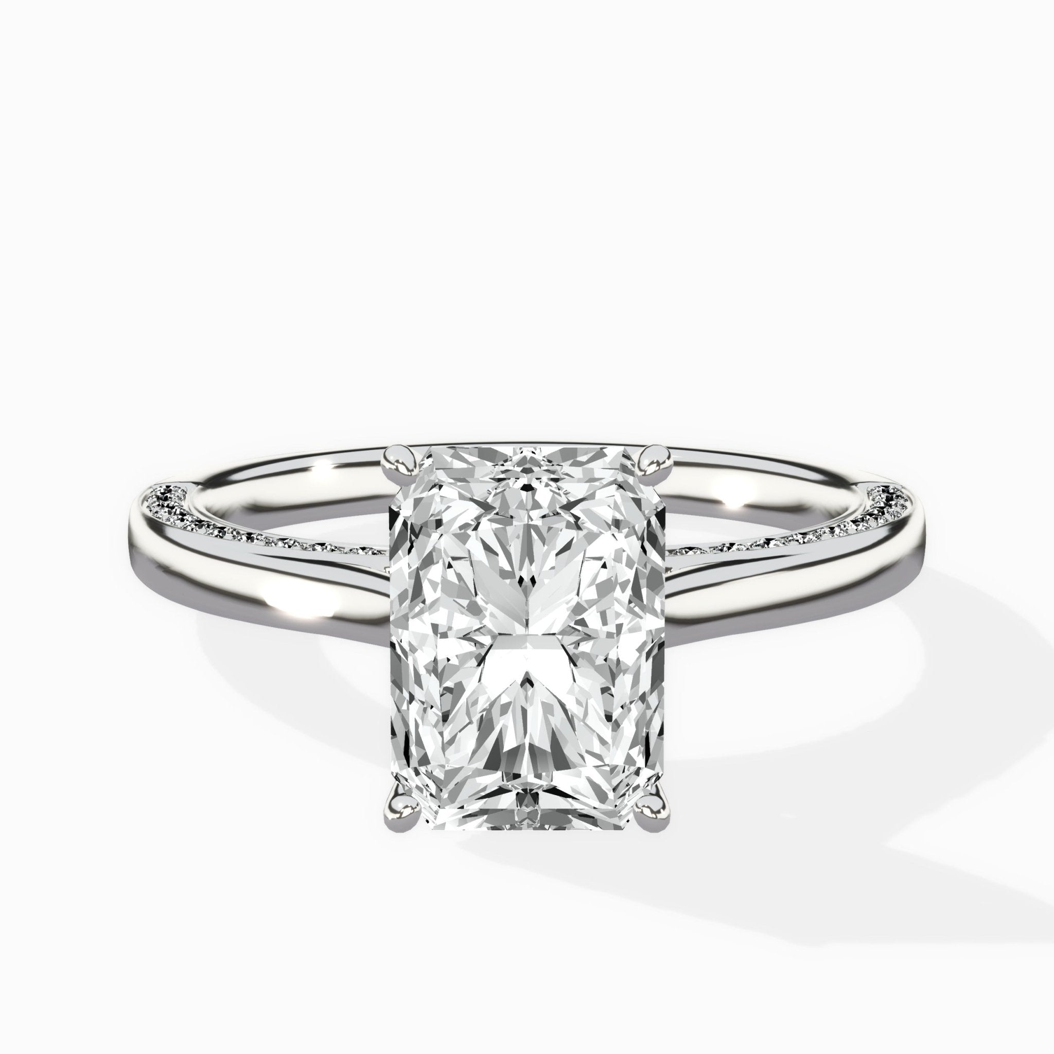 Modern Slim Hidden Halo Solitaire Ring Engagement Ring - The Better Diamonds