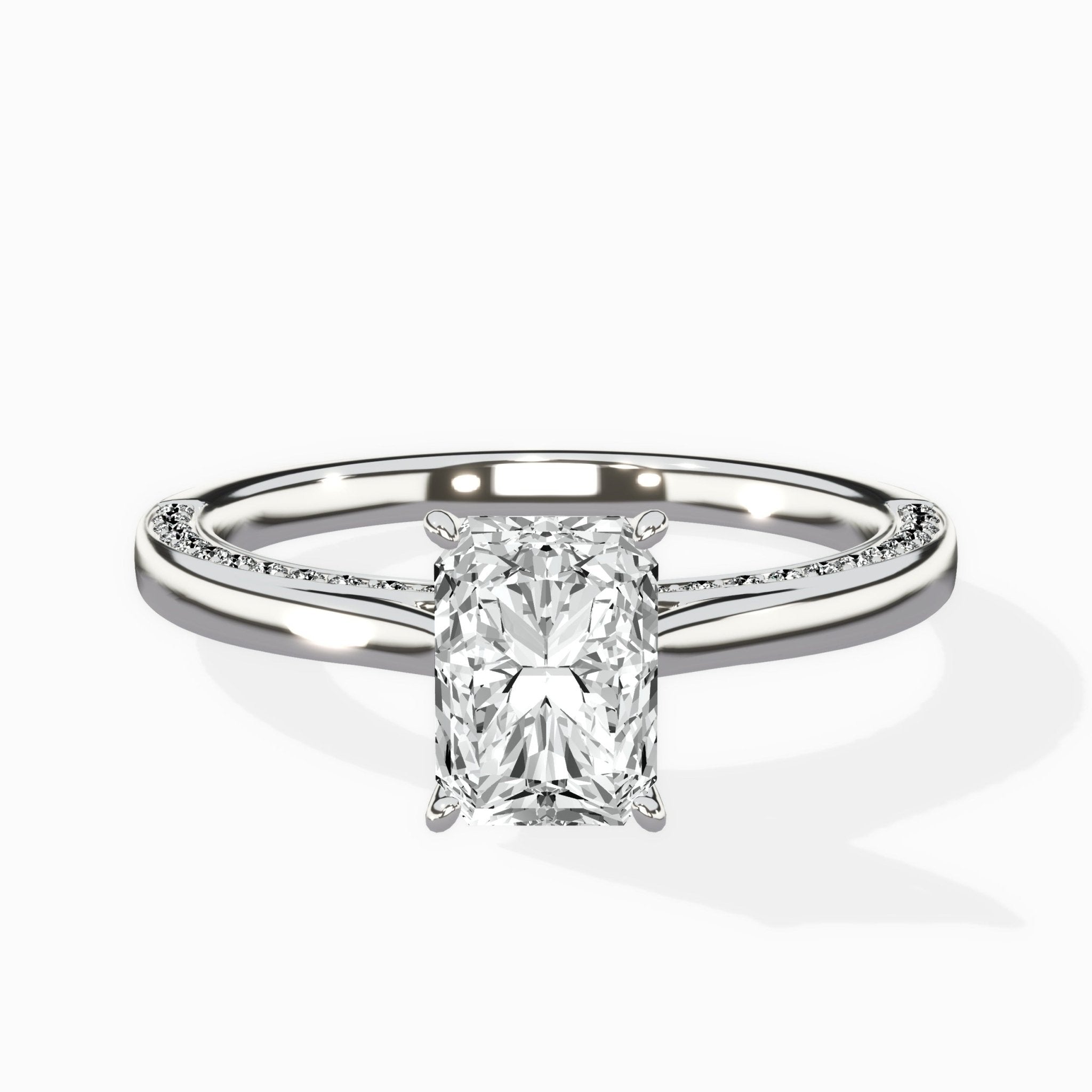 Modern Slim Hidden Halo Solitaire Ring Engagement Ring - The Better Diamonds