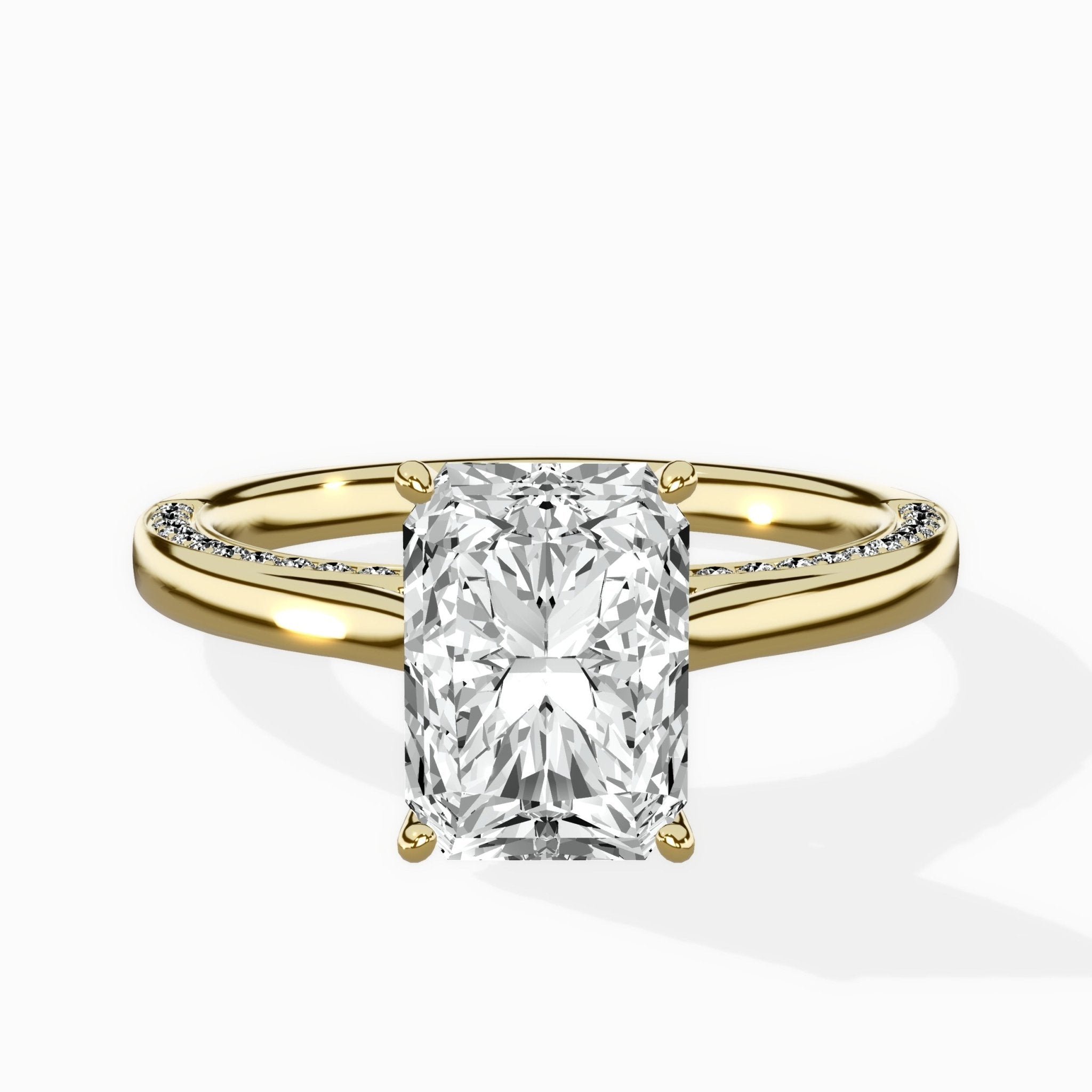 Modern Slim Hidden Halo Solitaire Ring Engagement Ring - The Better Diamonds