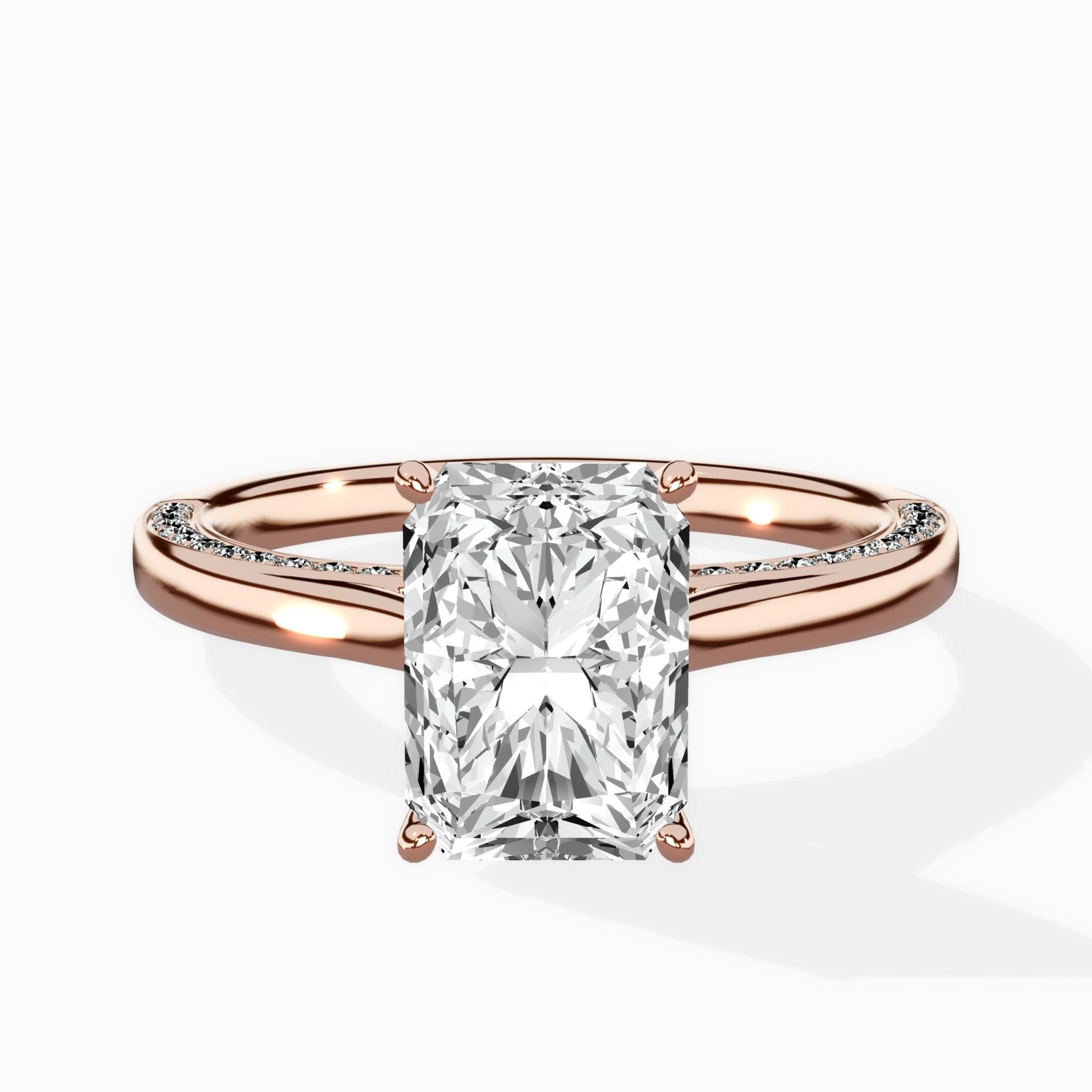 Modern Slim Hidden Halo Solitaire Ring Engagement Ring - The Better Diamonds