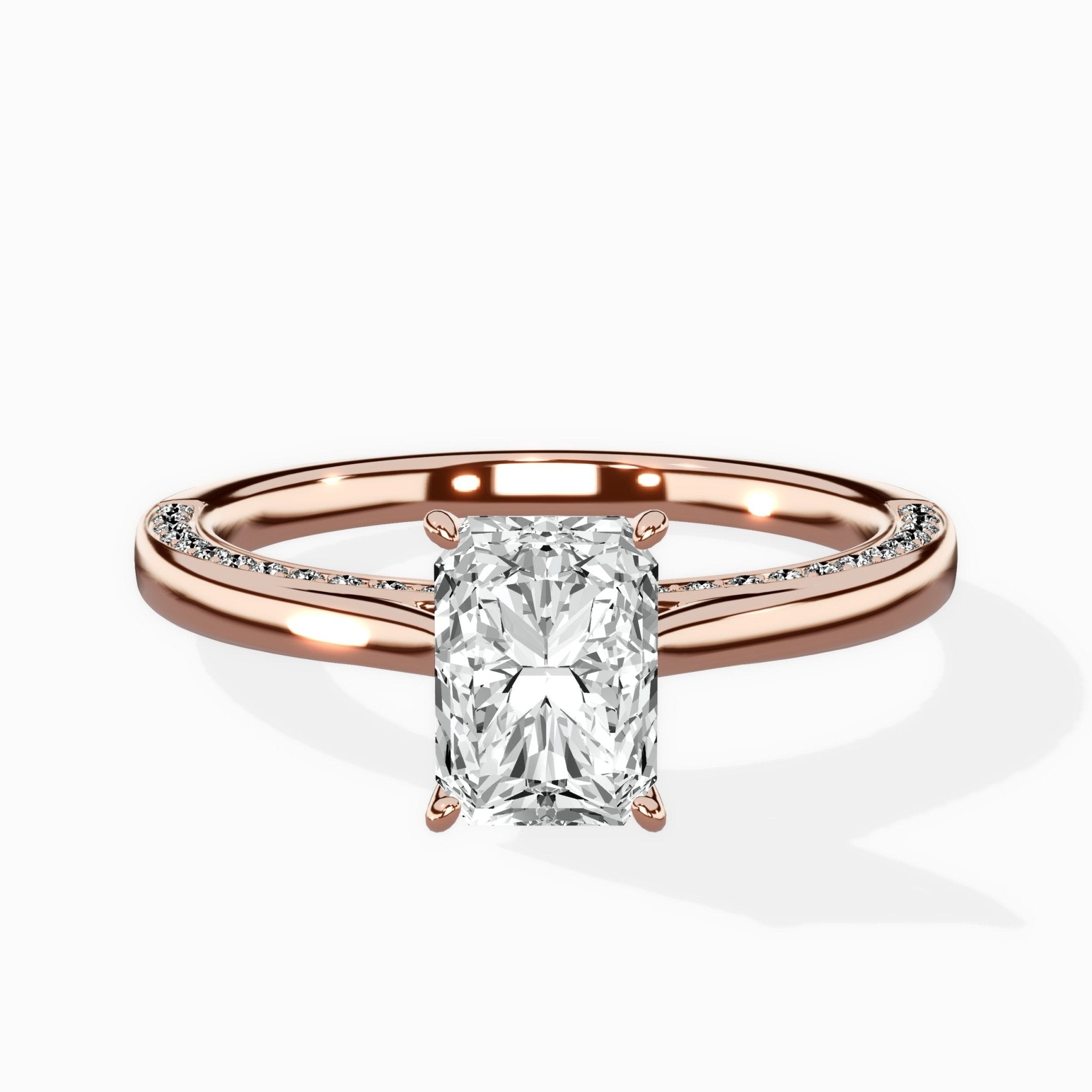 Modern Slim Hidden Halo Solitaire Ring Engagement Ring - The Better Diamonds
