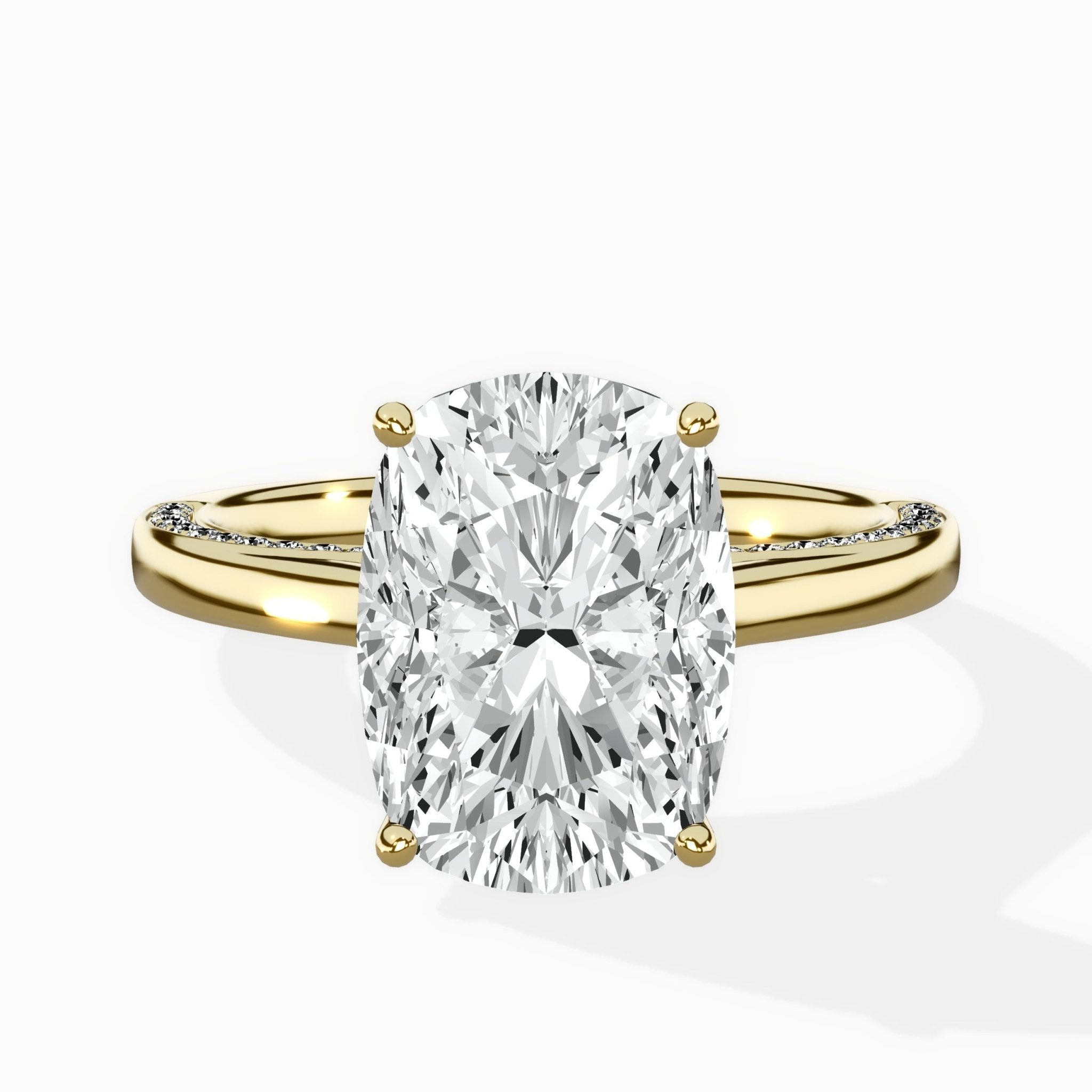 Modern Slim Hidden Halo Solitaire Ring Engagement Ring - The Better Diamonds