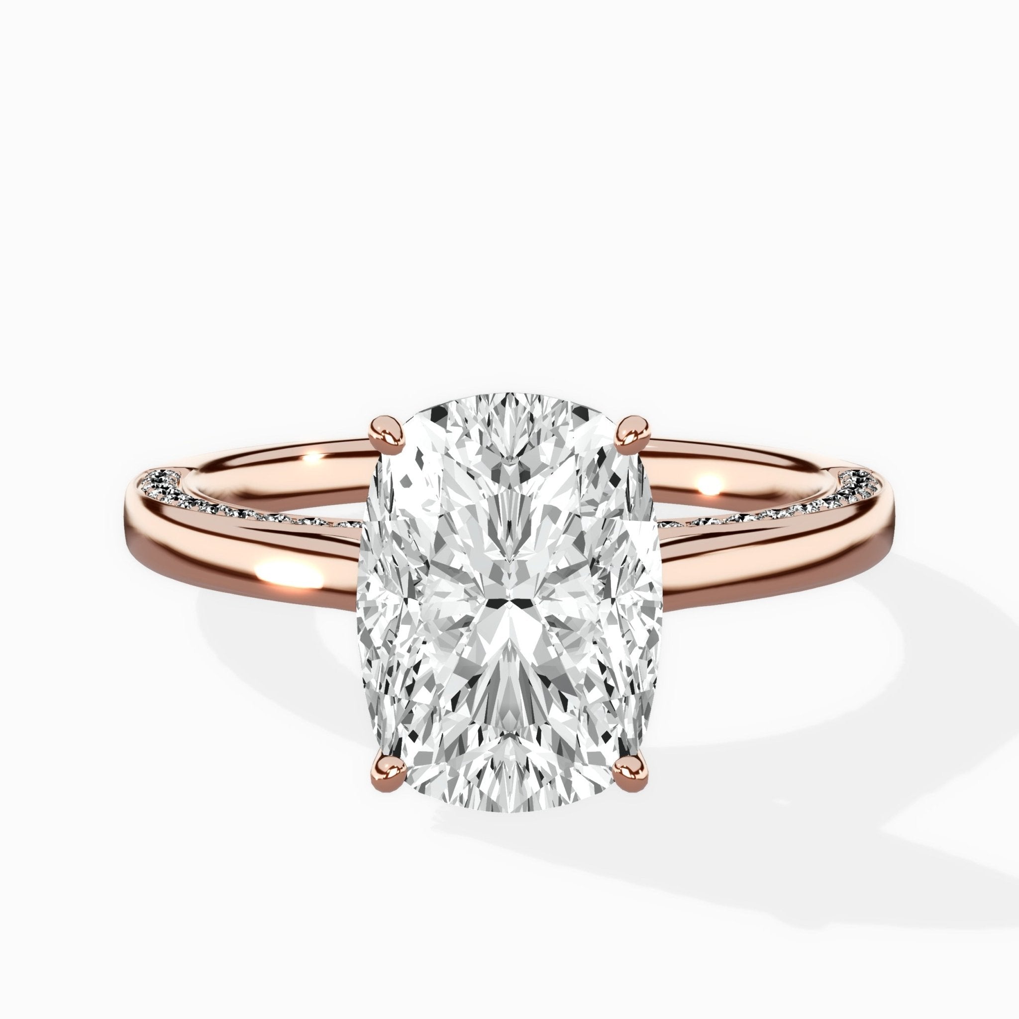 Modern Slim Hidden Halo Solitaire Ring Engagement Ring - The Better Diamonds