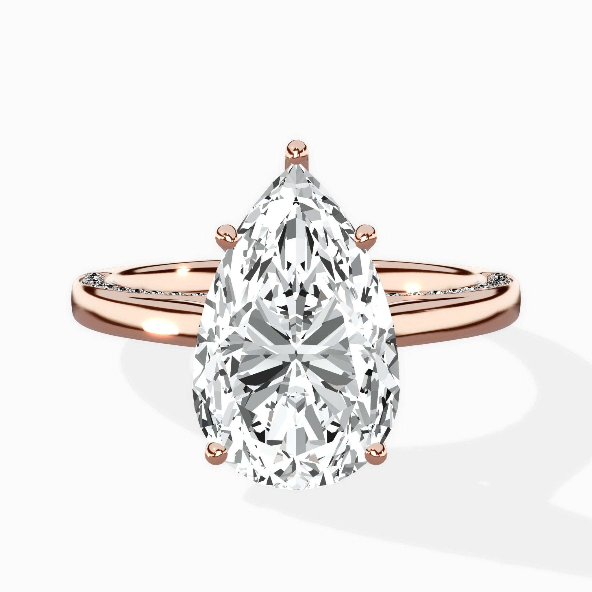 Modern Slim Hidden Halo Solitaire Ring Engagement Ring - The Better Diamonds