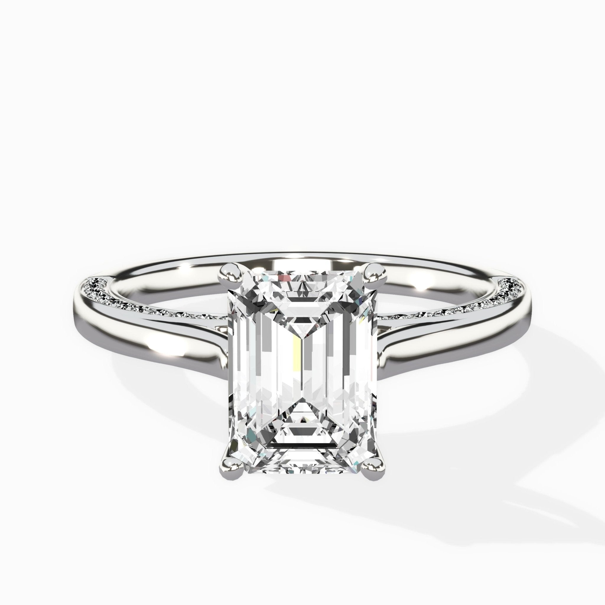 Modern Slim Hidden Halo Solitaire Ring Engagement Ring - The Better Diamonds