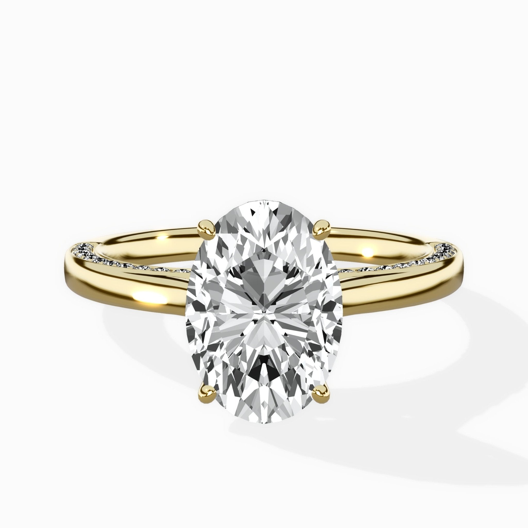 Modern Slim Hidden Halo Solitaire Ring Engagement Ring - The Better Diamonds