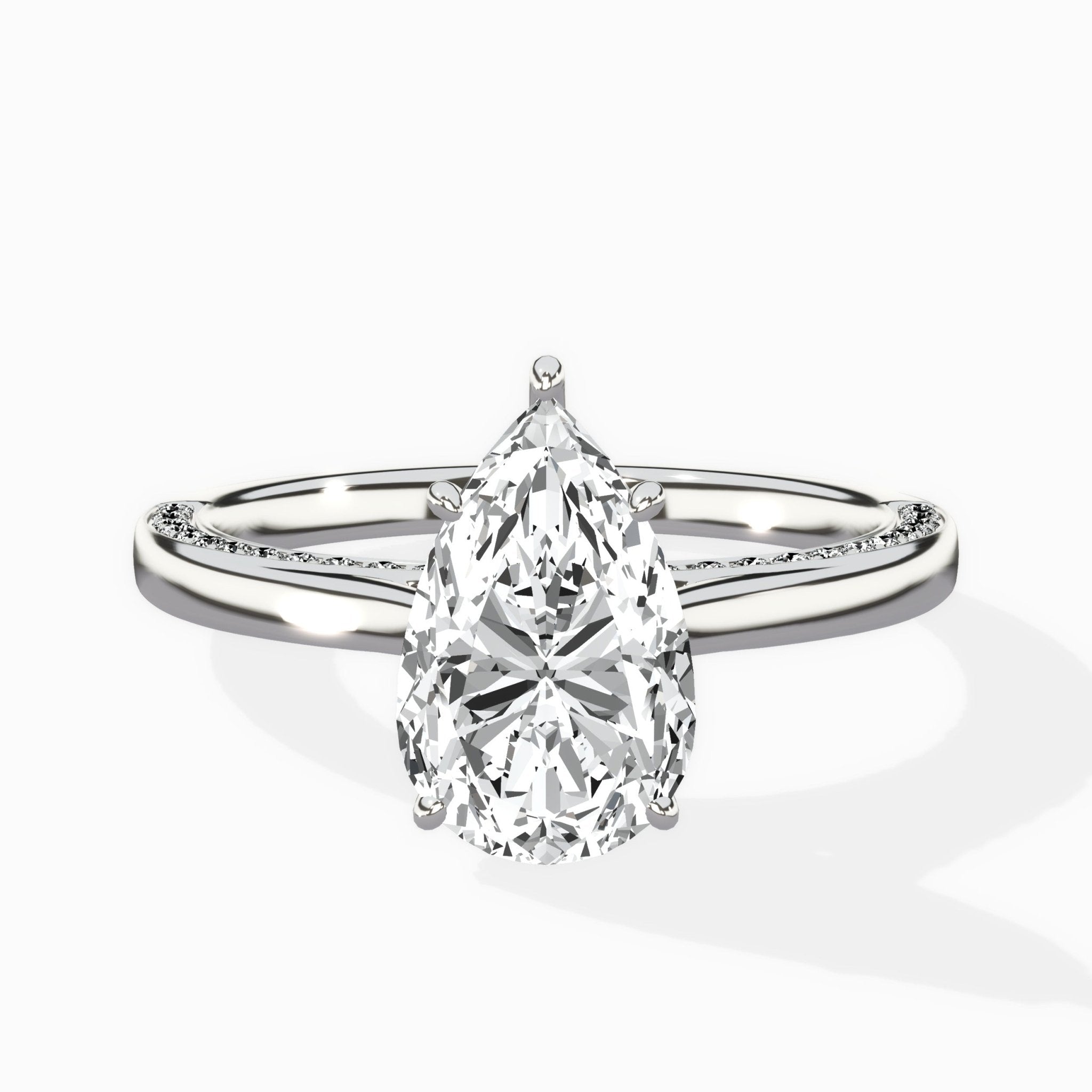 Modern Slim Hidden Halo Solitaire Ring Engagement Ring - The Better Diamonds