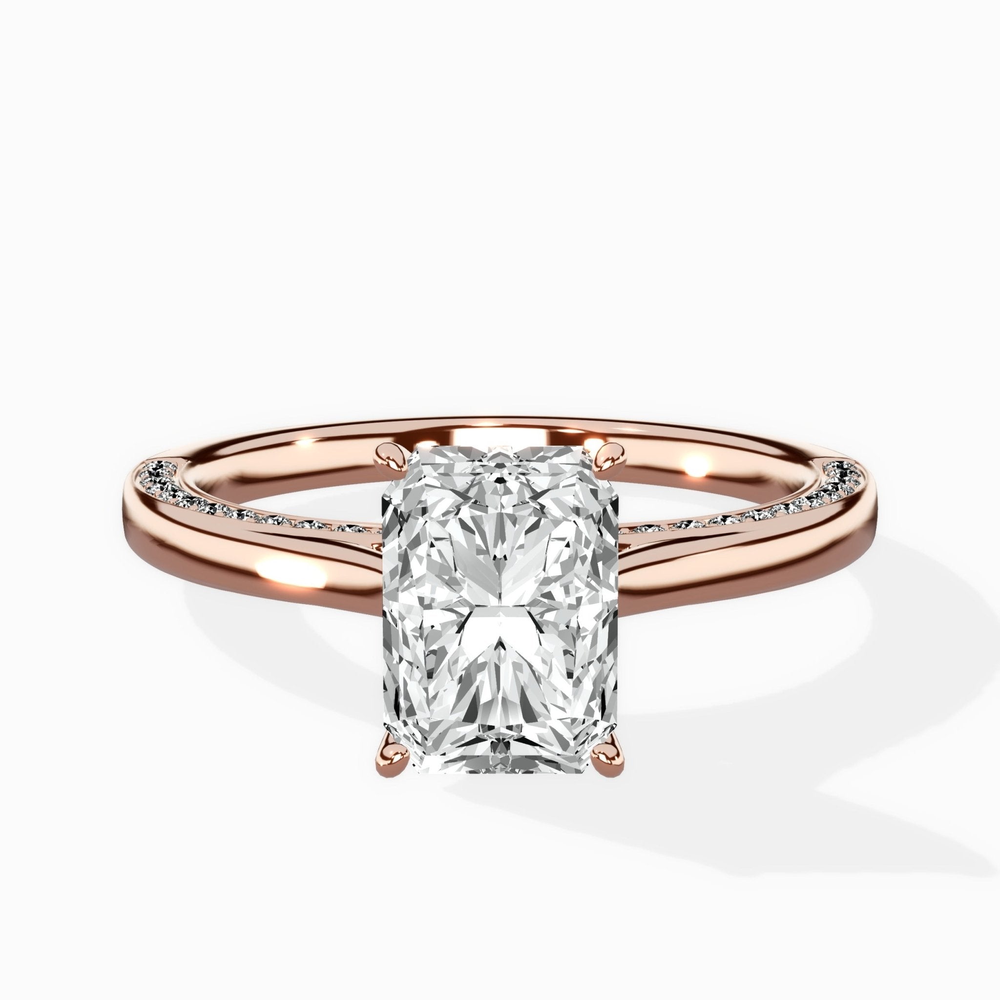 Modern Slim Hidden Halo Solitaire Ring Engagement Ring - The Better Diamonds