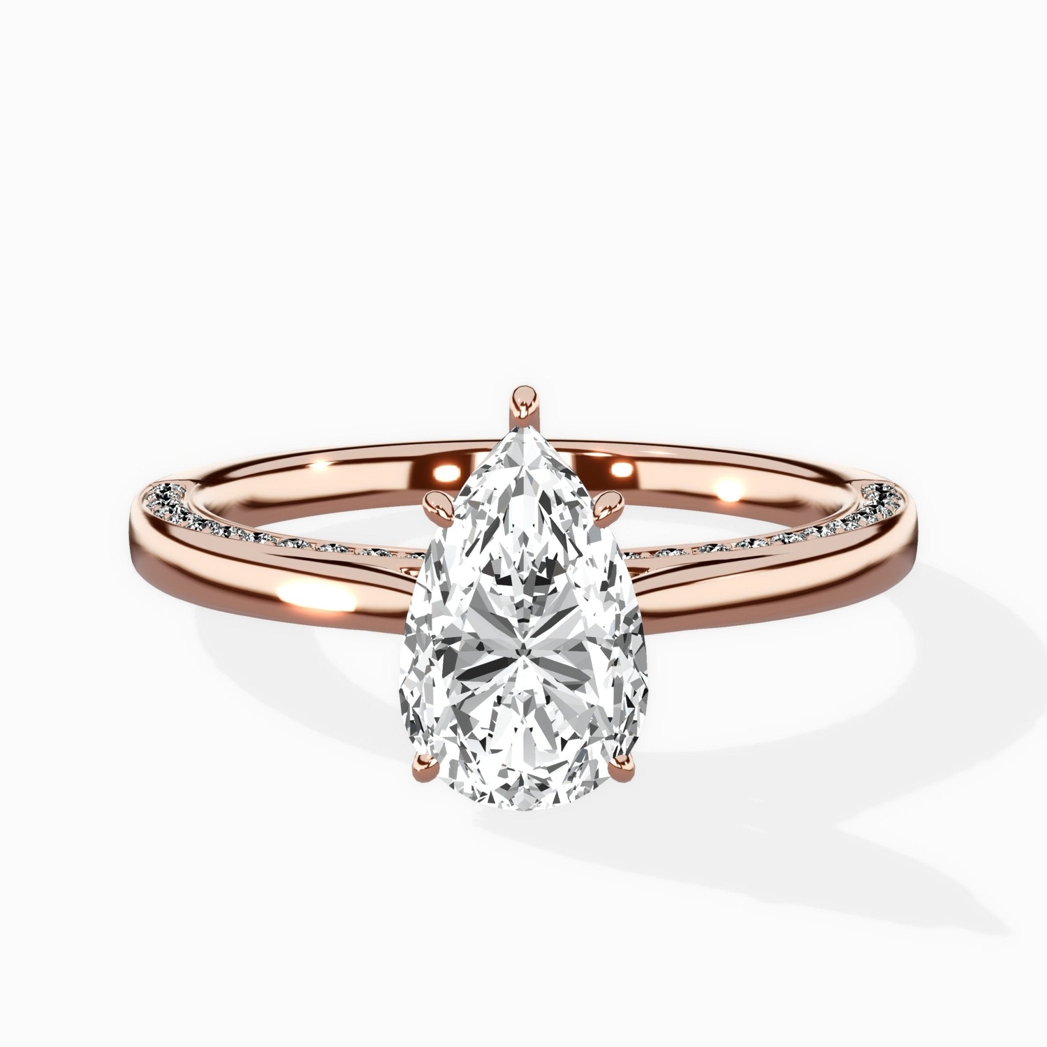 Modern Slim Hidden Halo Solitaire Ring Engagement Ring - The Better Diamonds
