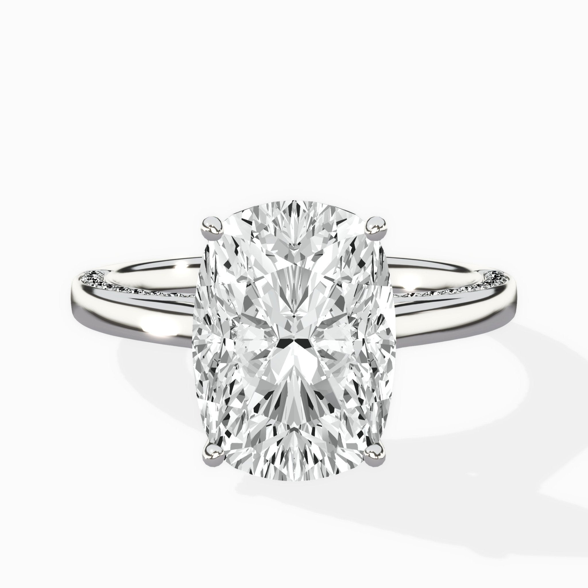 Modern Slim Hidden Halo Solitaire Ring Engagement Ring - The Better Diamonds
