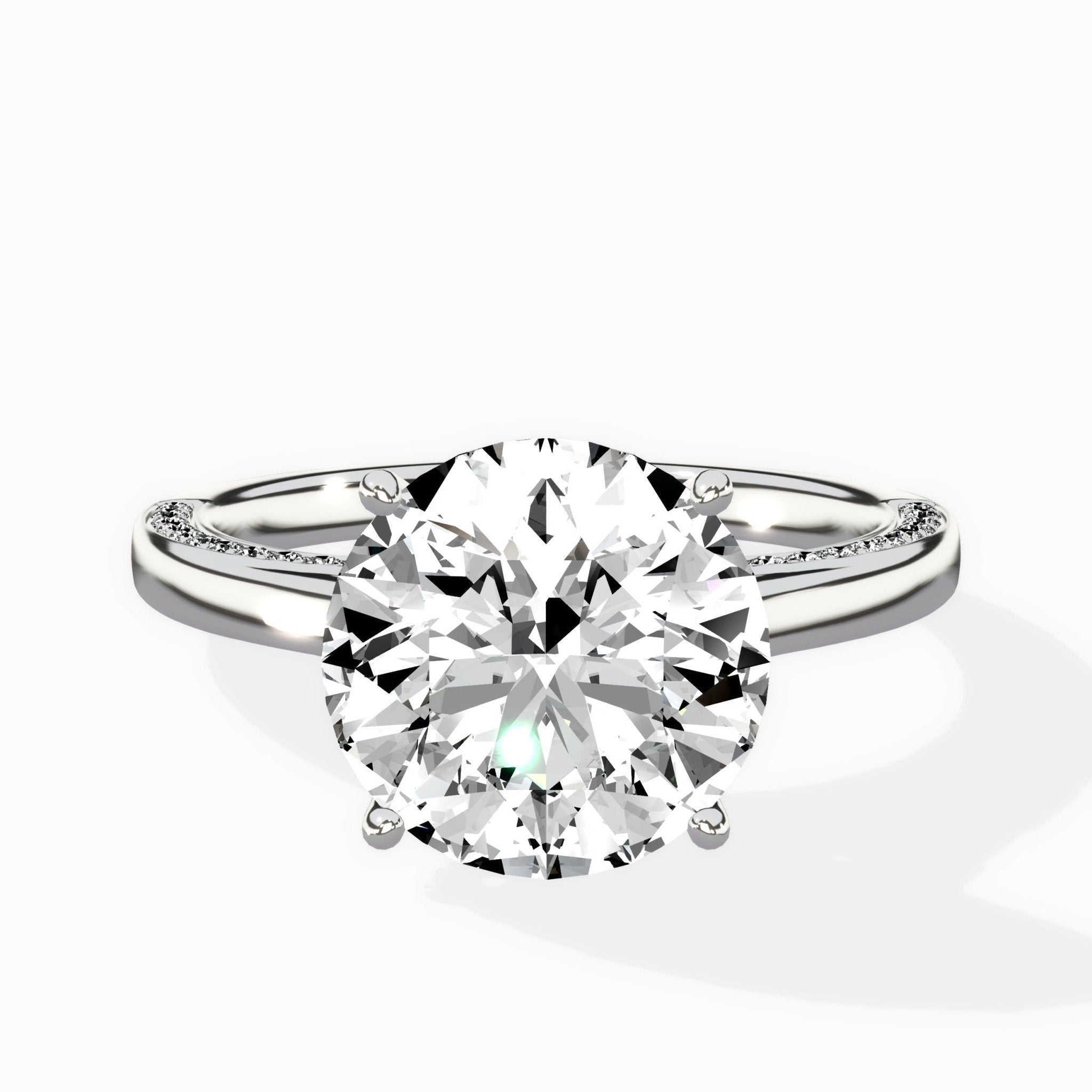 Modern Slim Hidden Halo Solitaire Ring Engagement Ring - The Better Diamonds
