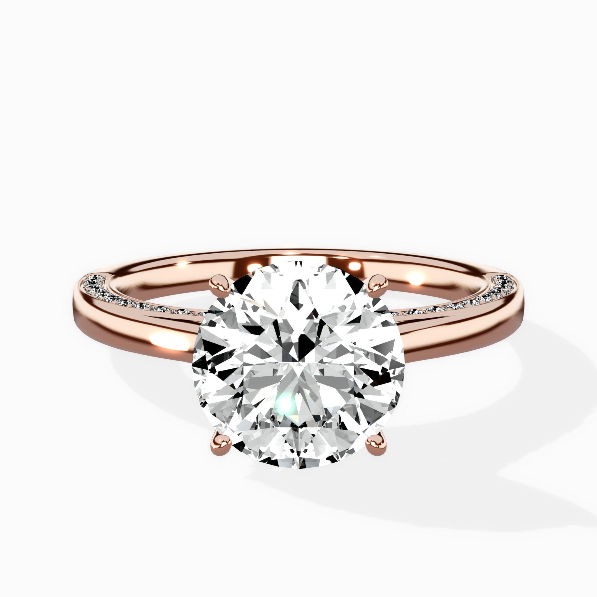 Modern Slim Hidden Halo Solitaire Ring Engagement Ring - The Better Diamonds