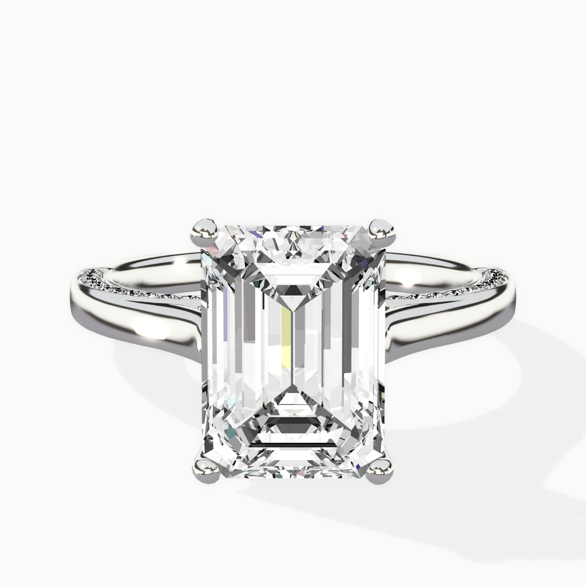 Modern Slim Hidden Halo Solitaire Ring Engagement Ring - The Better Diamonds