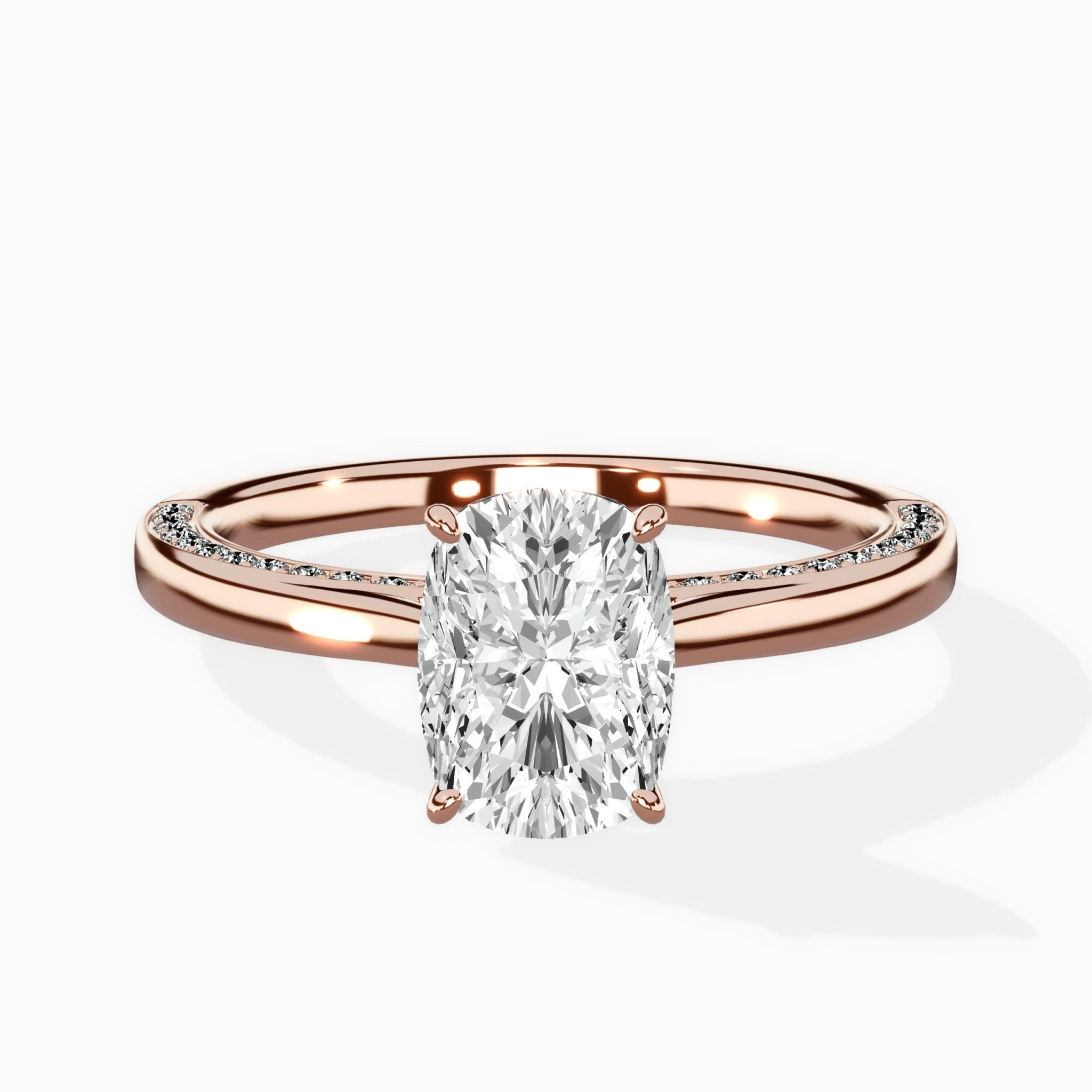Modern Slim Hidden Halo Solitaire Ring Engagement Ring - The Better Diamonds
