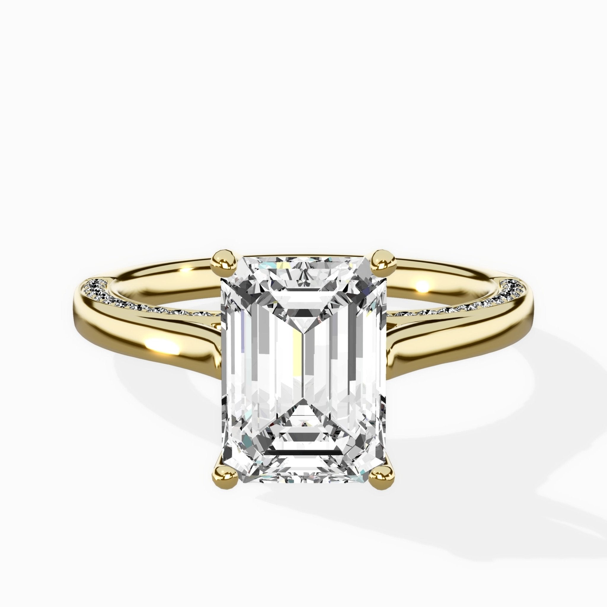 Modern Slim Hidden Halo Solitaire Ring Engagement Ring - The Better Diamonds
