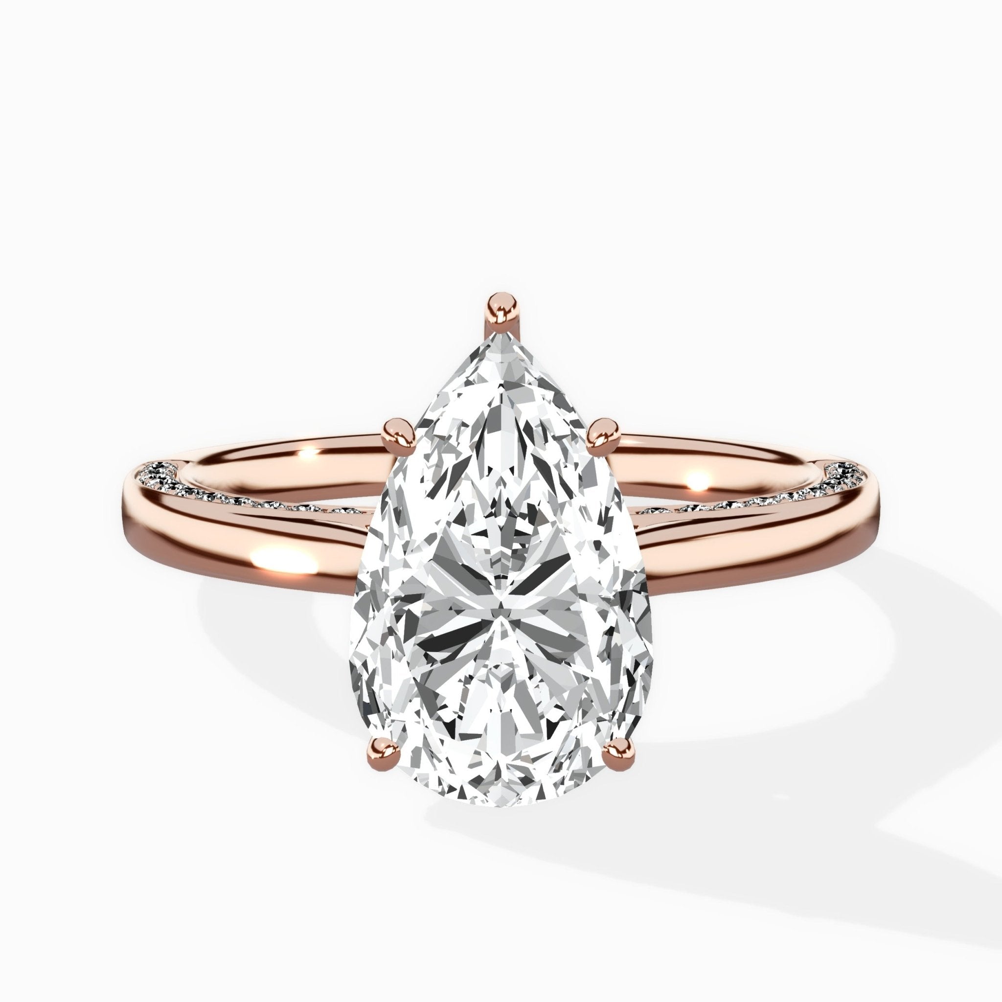 Modern Slim Hidden Halo Solitaire Ring Engagement Ring - The Better Diamonds
