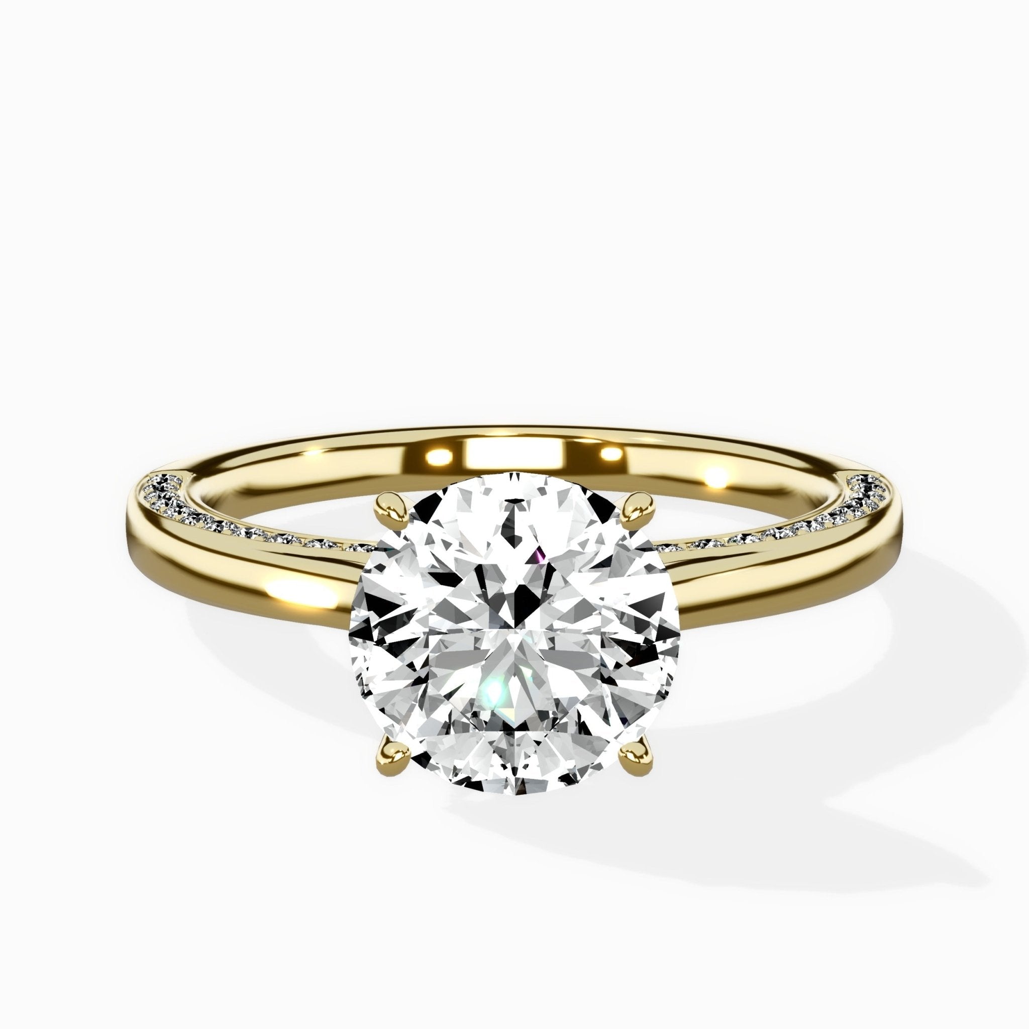 Modern Slim Hidden Halo Solitaire Ring Engagement Ring - The Better Diamonds