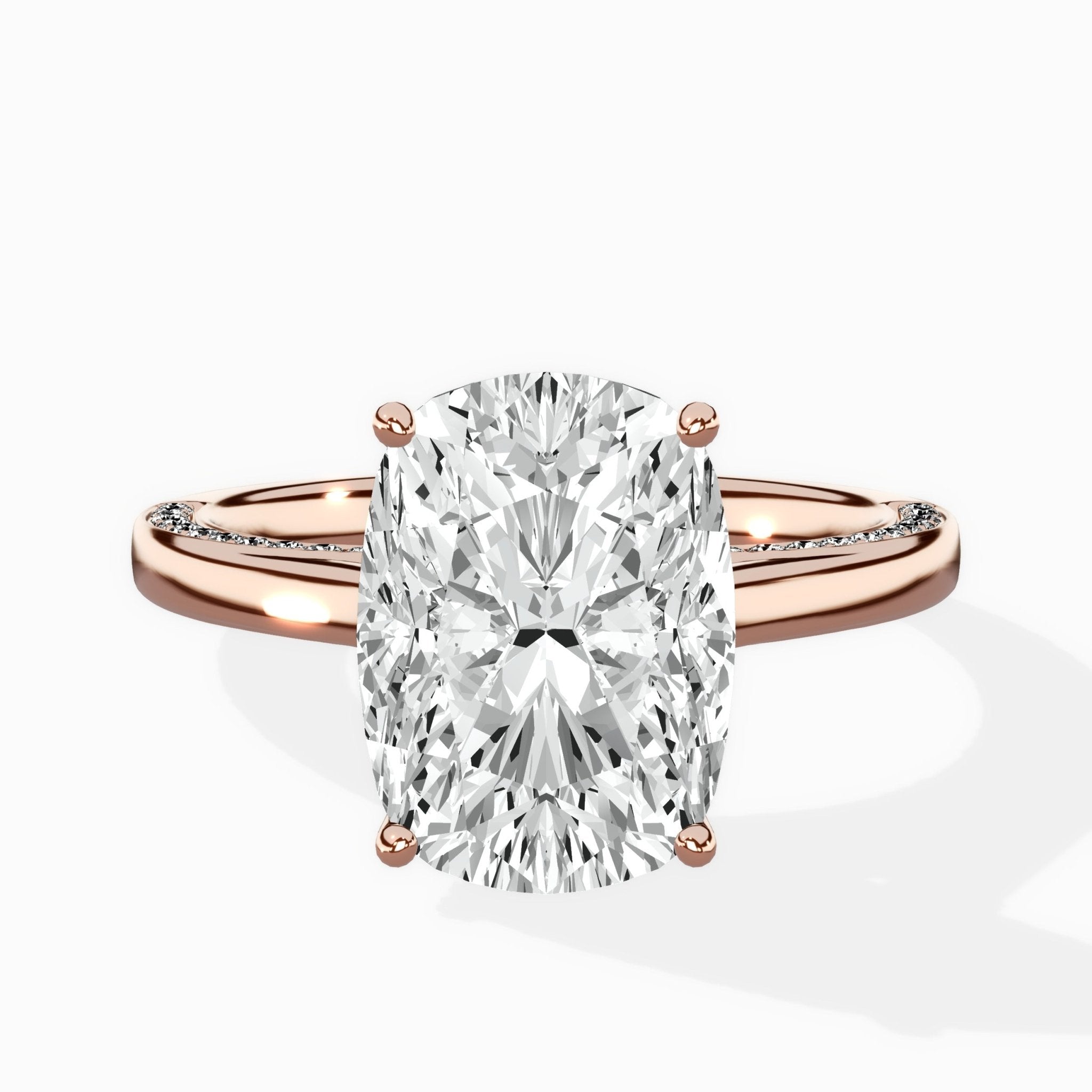 Modern Slim Hidden Halo Solitaire Ring Engagement Ring - The Better Diamonds