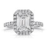 Elinor Halo Emerald Engagement Ring in White Gold