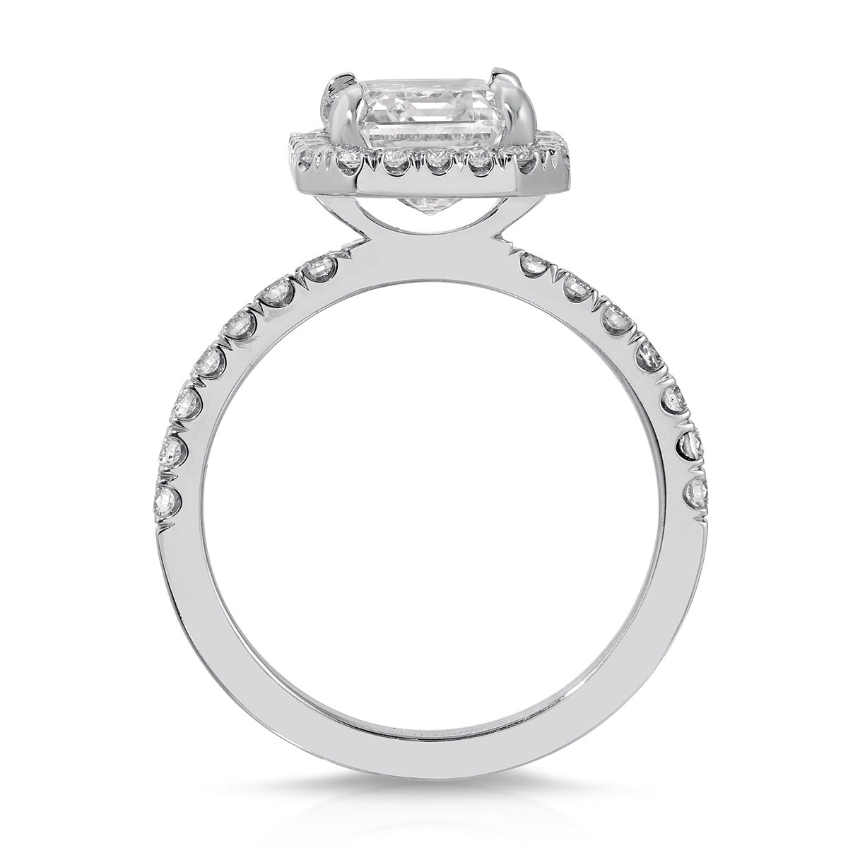 Elinor Halo Emerald Engagement Ring in White Gold