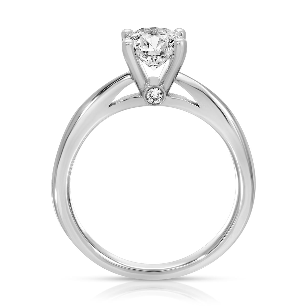 Tapered Cathedral Round Engagement Ring in White Gold