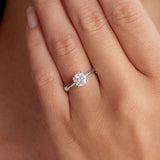 Tapered Cathedral Round Engagement Ring in White Gold