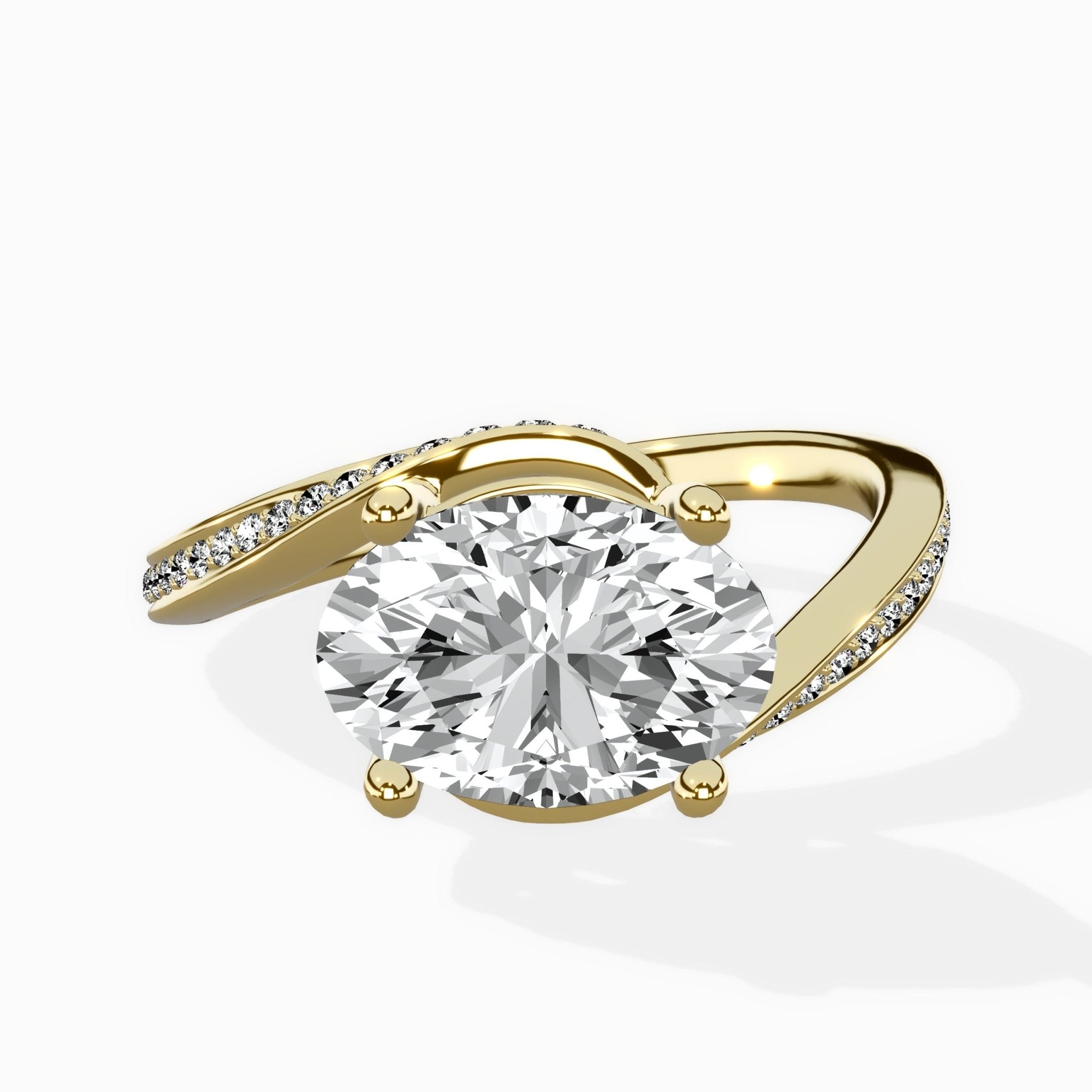 Open Swirl Bypass Solitaire Ring Engagement Ring - The Better Diamonds