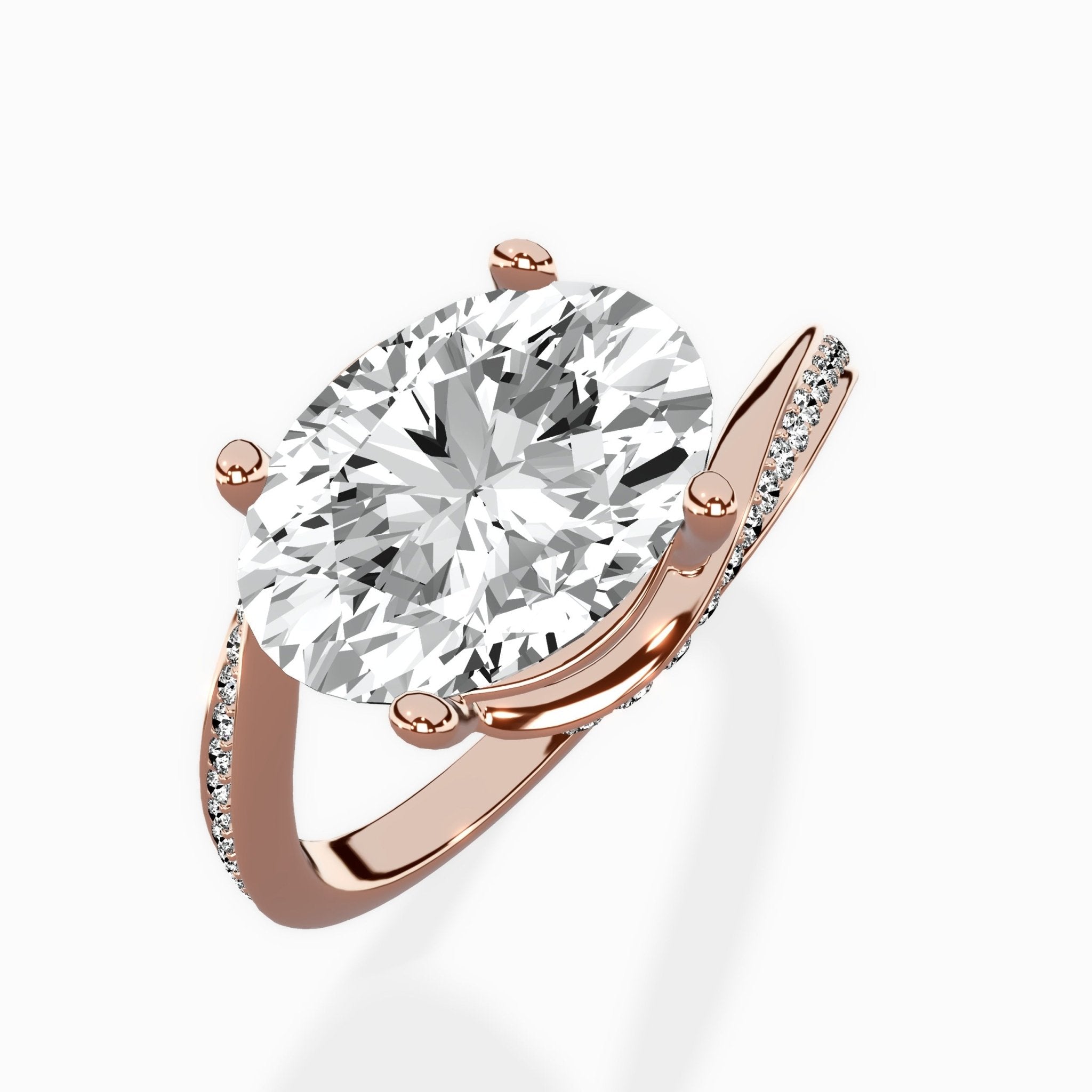 Open Swirl Bypass Solitaire Ring Engagement Ring - The Better Diamonds