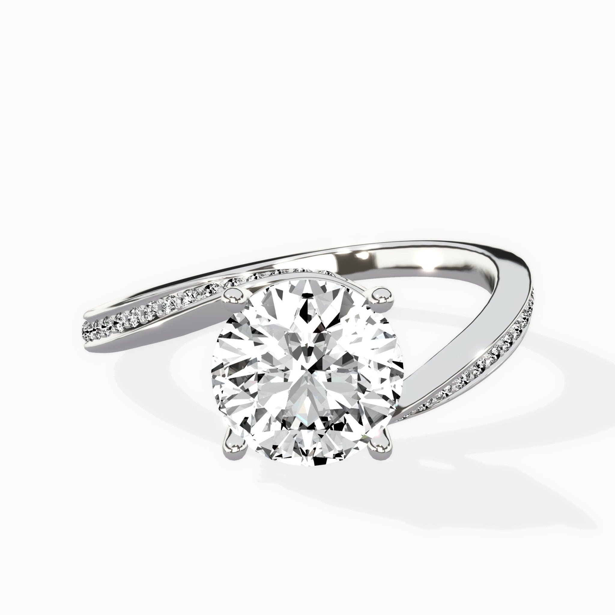 Open Swirl Bypass Solitaire Ring Engagement Ring - The Better Diamonds
