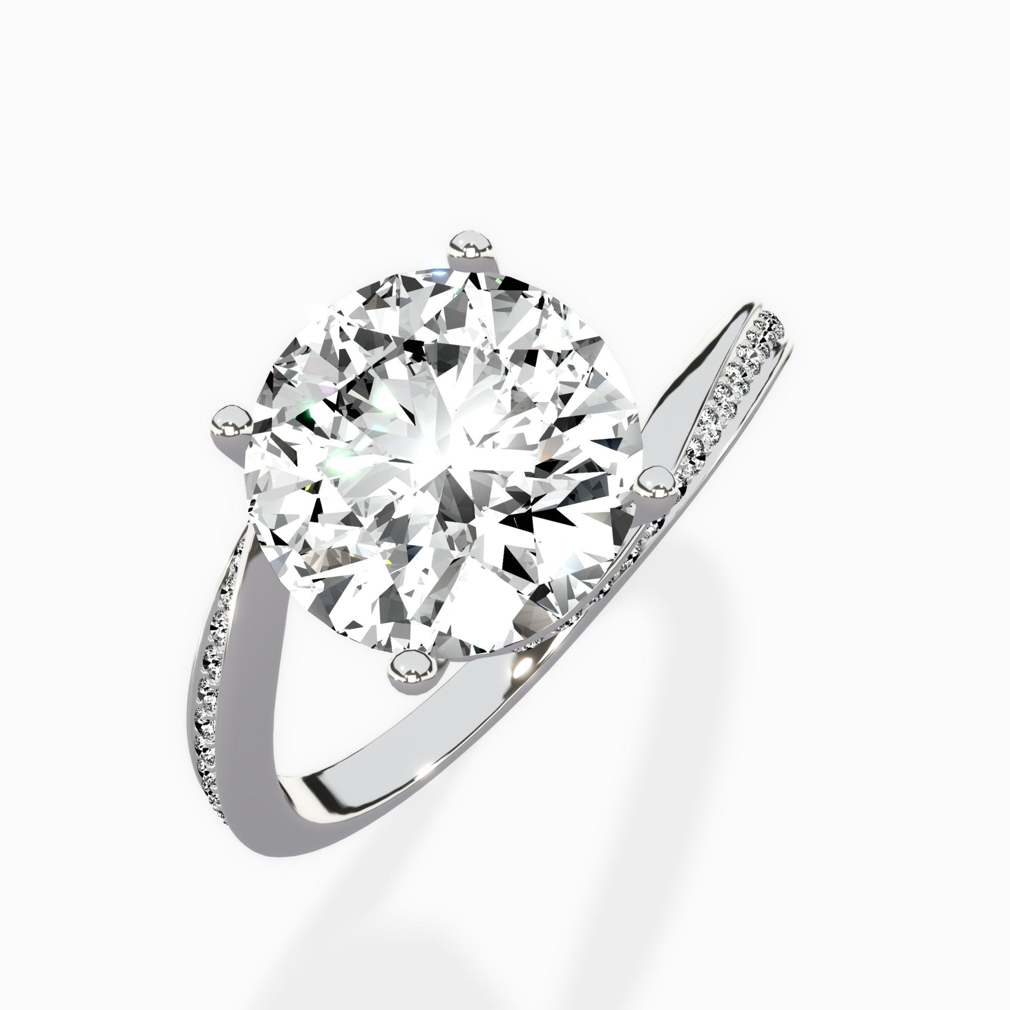 Open Swirl Bypass Solitaire Ring Engagement Ring - The Better Diamonds