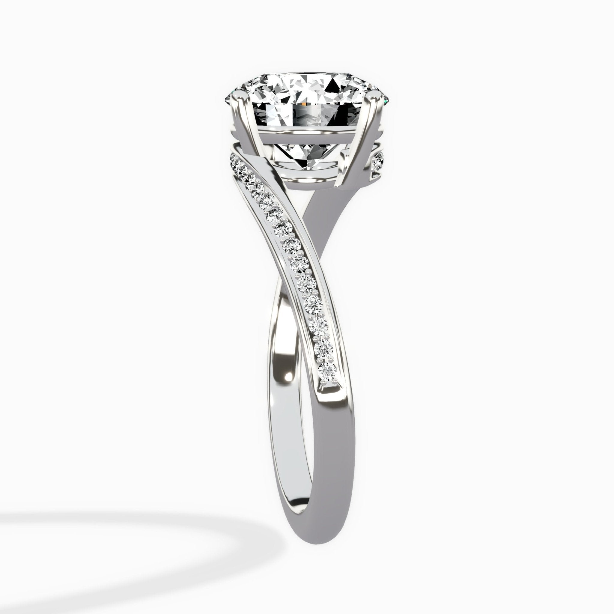 Open Swirl Bypass Solitaire Ring Engagement Ring - The Better Diamonds