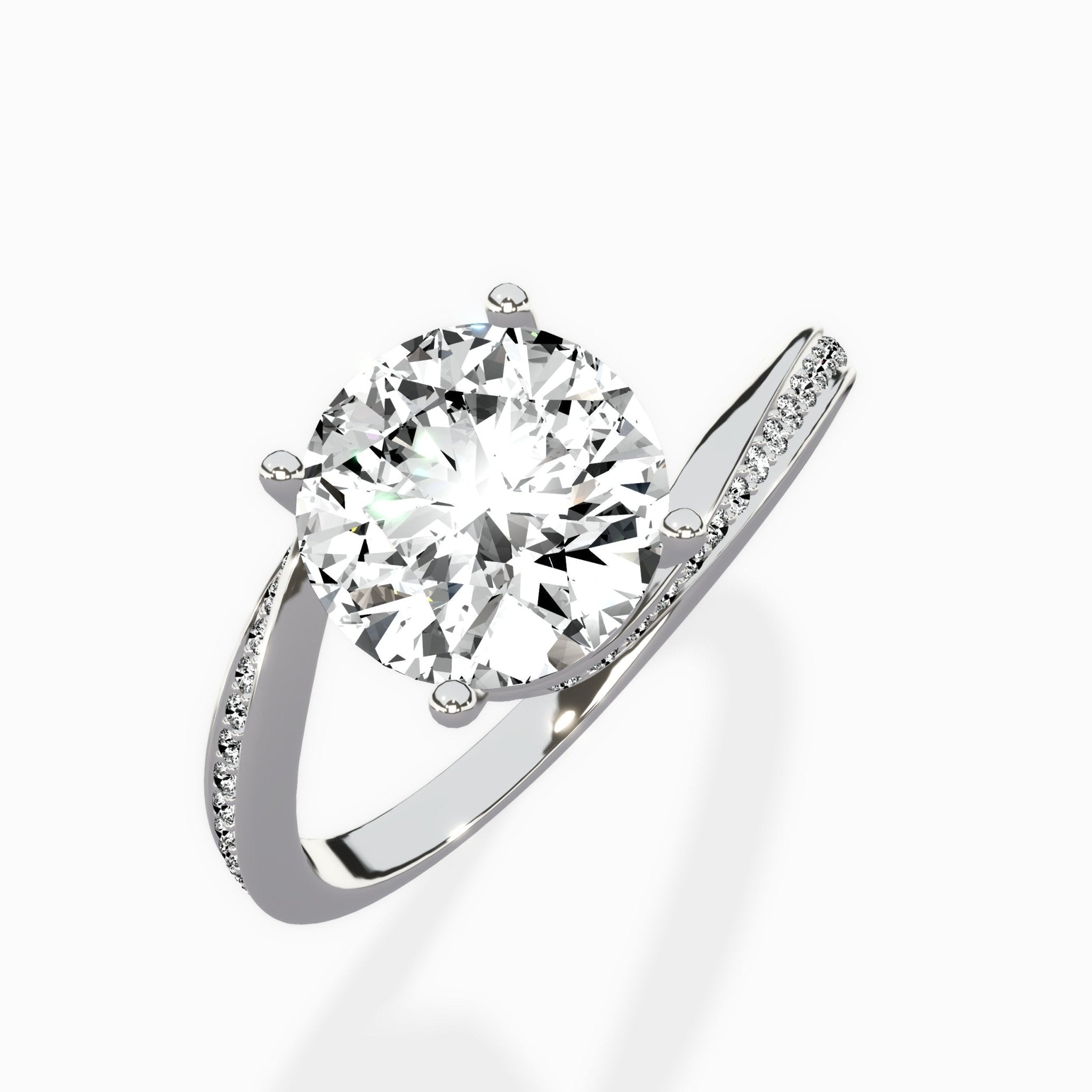 Open Swirl Bypass Solitaire Ring Engagement Ring - The Better Diamonds