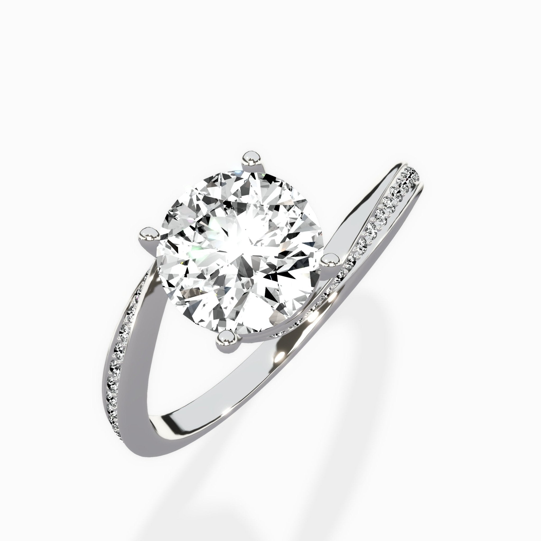 Open Swirl Bypass Solitaire Ring Engagement Ring - The Better Diamonds