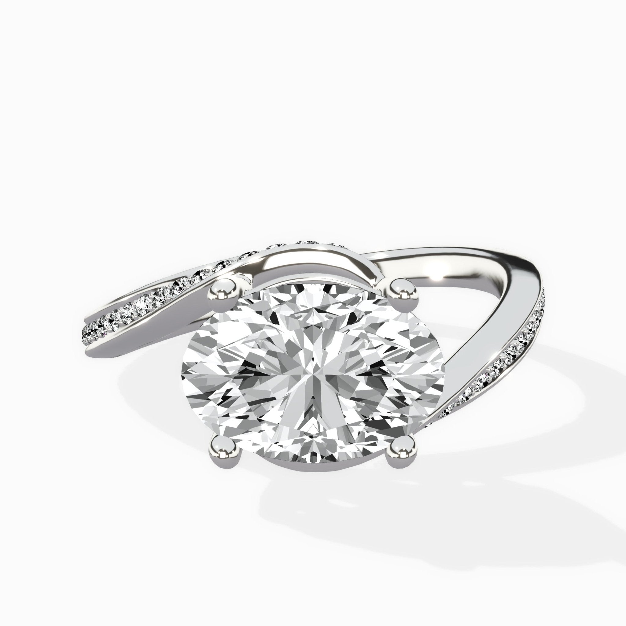 Open Swirl Bypass Solitaire Ring Engagement Ring - The Better Diamonds