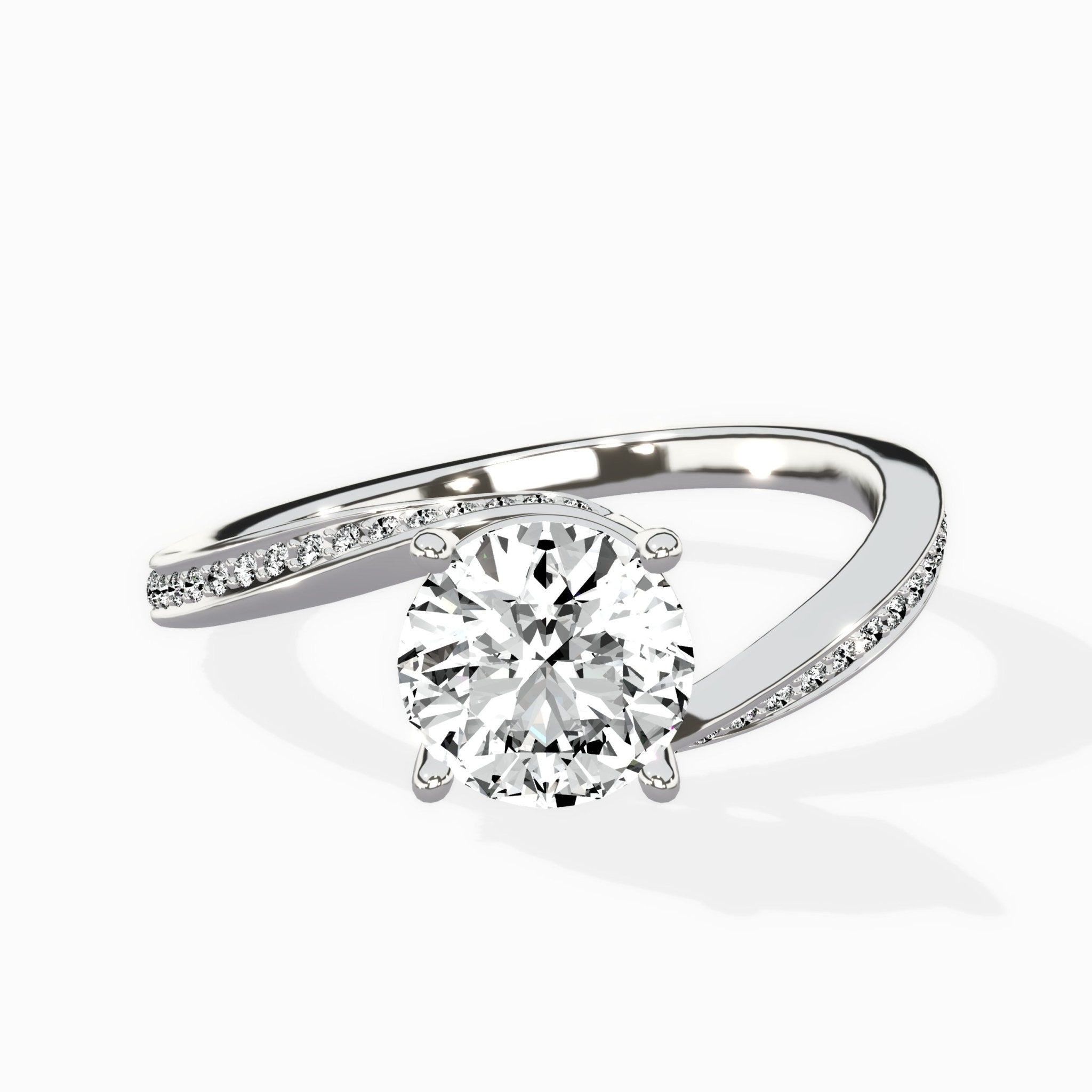 Open Swirl Bypass Solitaire Ring Engagement Ring - The Better Diamonds