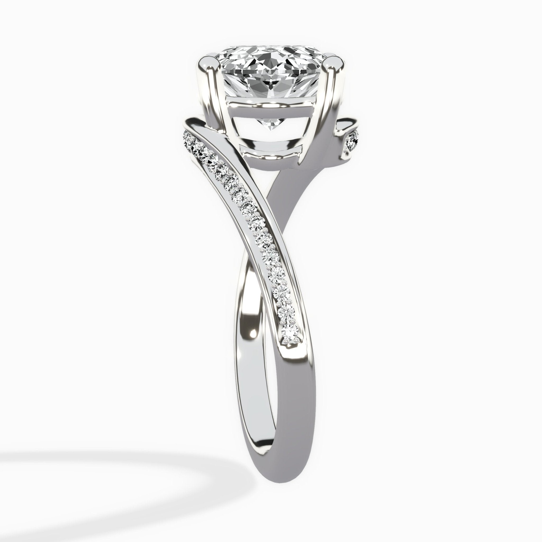 Open Swirl Bypass Solitaire Ring Engagement Ring - The Better Diamonds